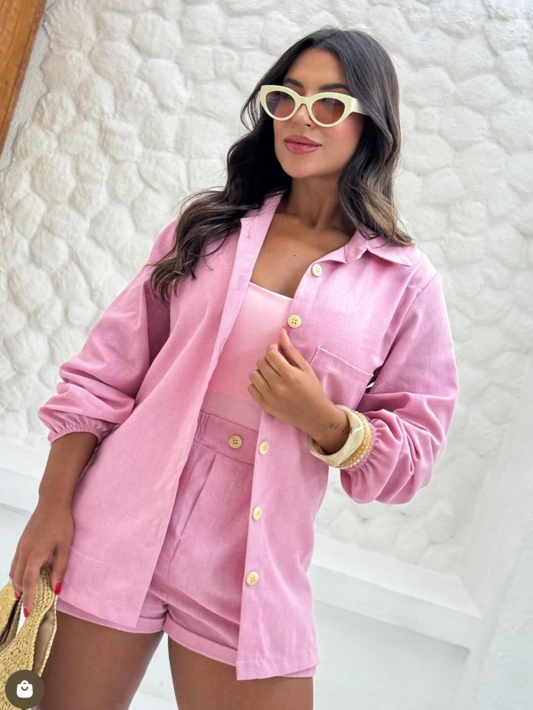 Conjunto Camisa manga longa + Short Linho - Dani Modas | ZAX