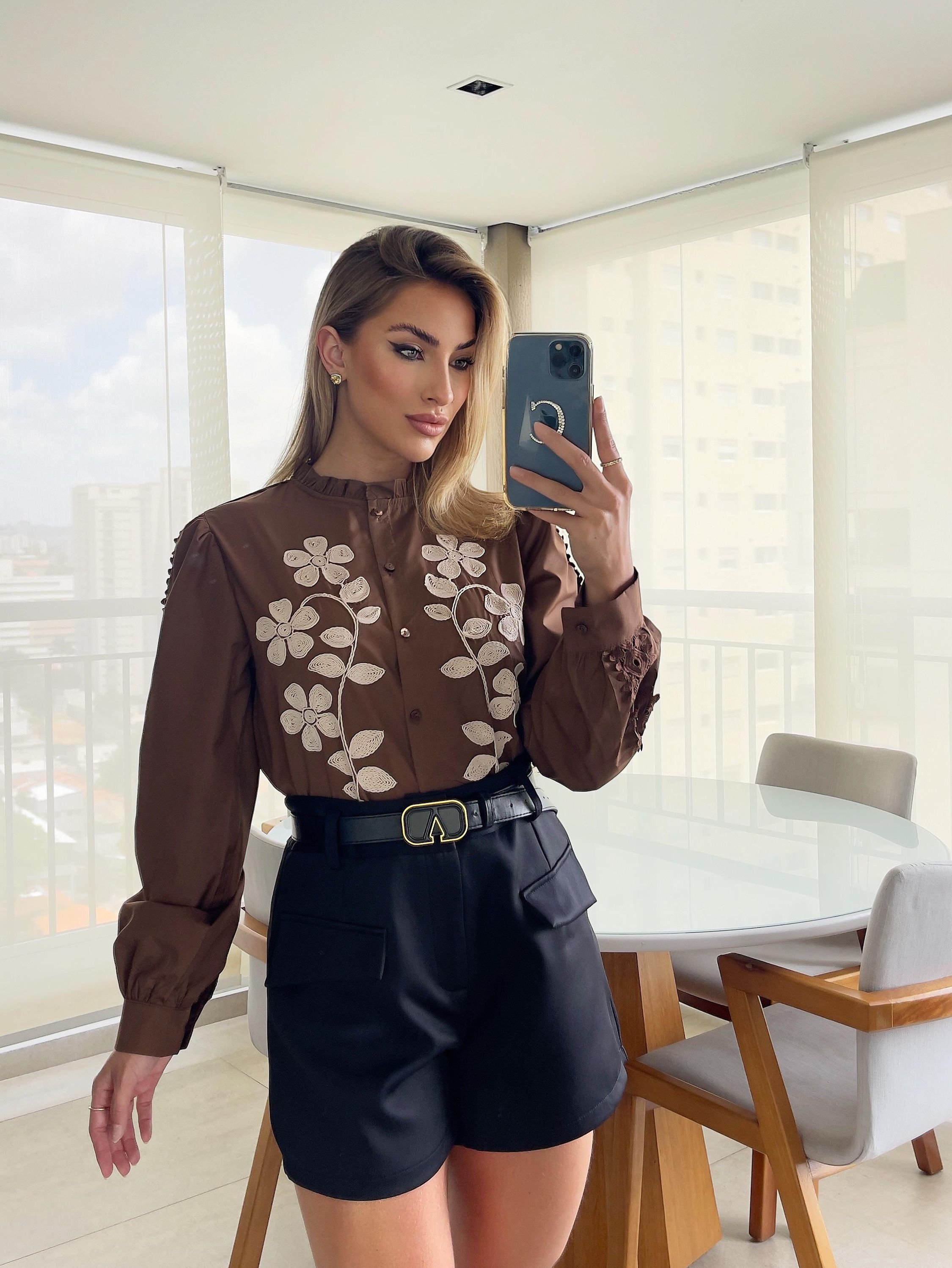 Camisa de algodão com bordado S2186 - Laryismoda | ZAX