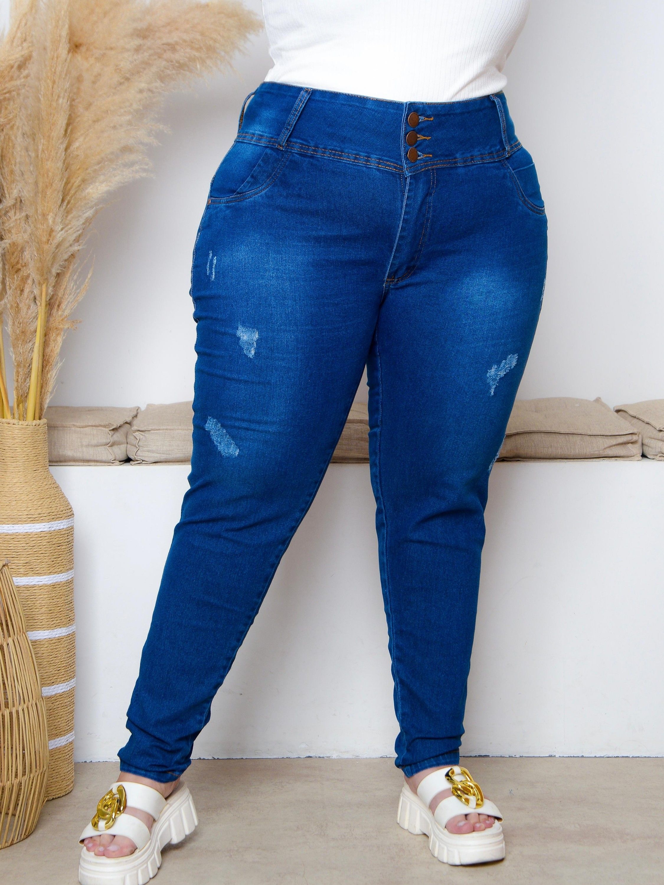 Calça Plus Size 3 botões com Lycra 46 ao 54 - Mel Company Jeans | ZAX