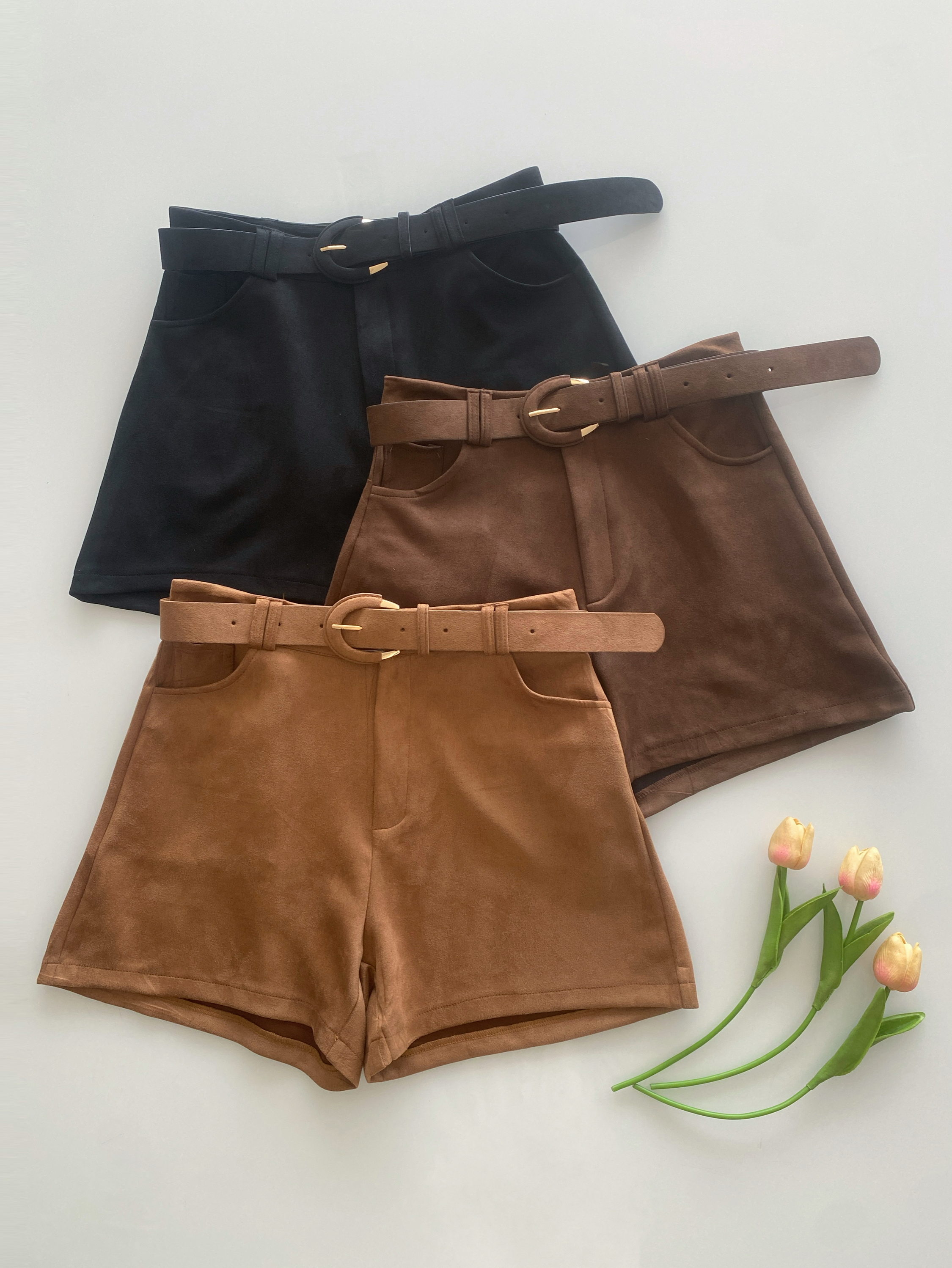 Short suede elastano com cinto Isabella moda - Isabella Moda | ZAX