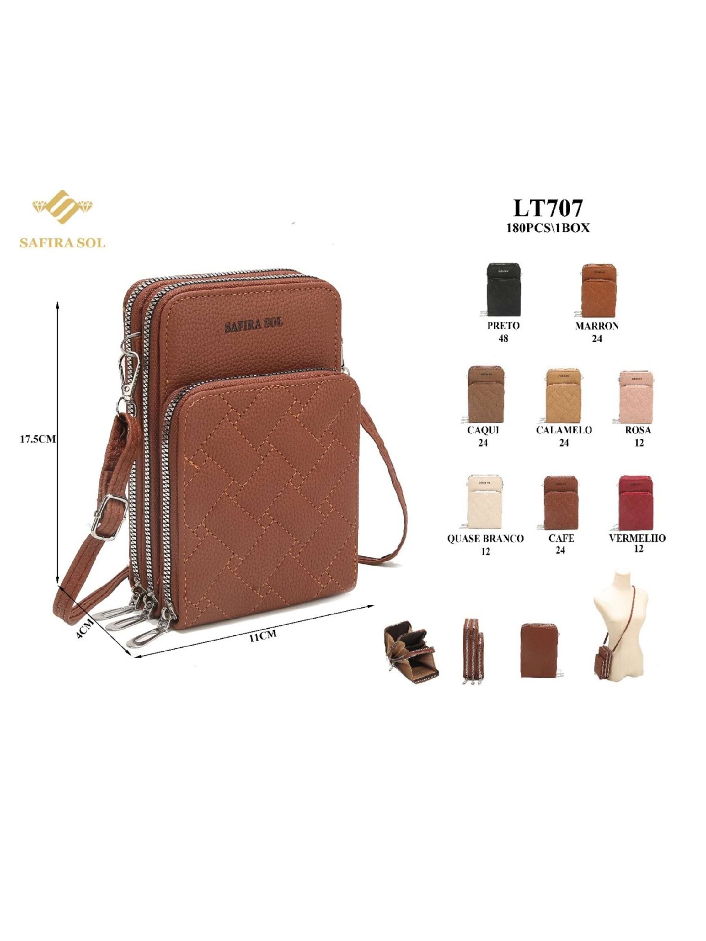 bolsa femenina com 3 ziper（LR707） - Mia Bolsas | ZAX