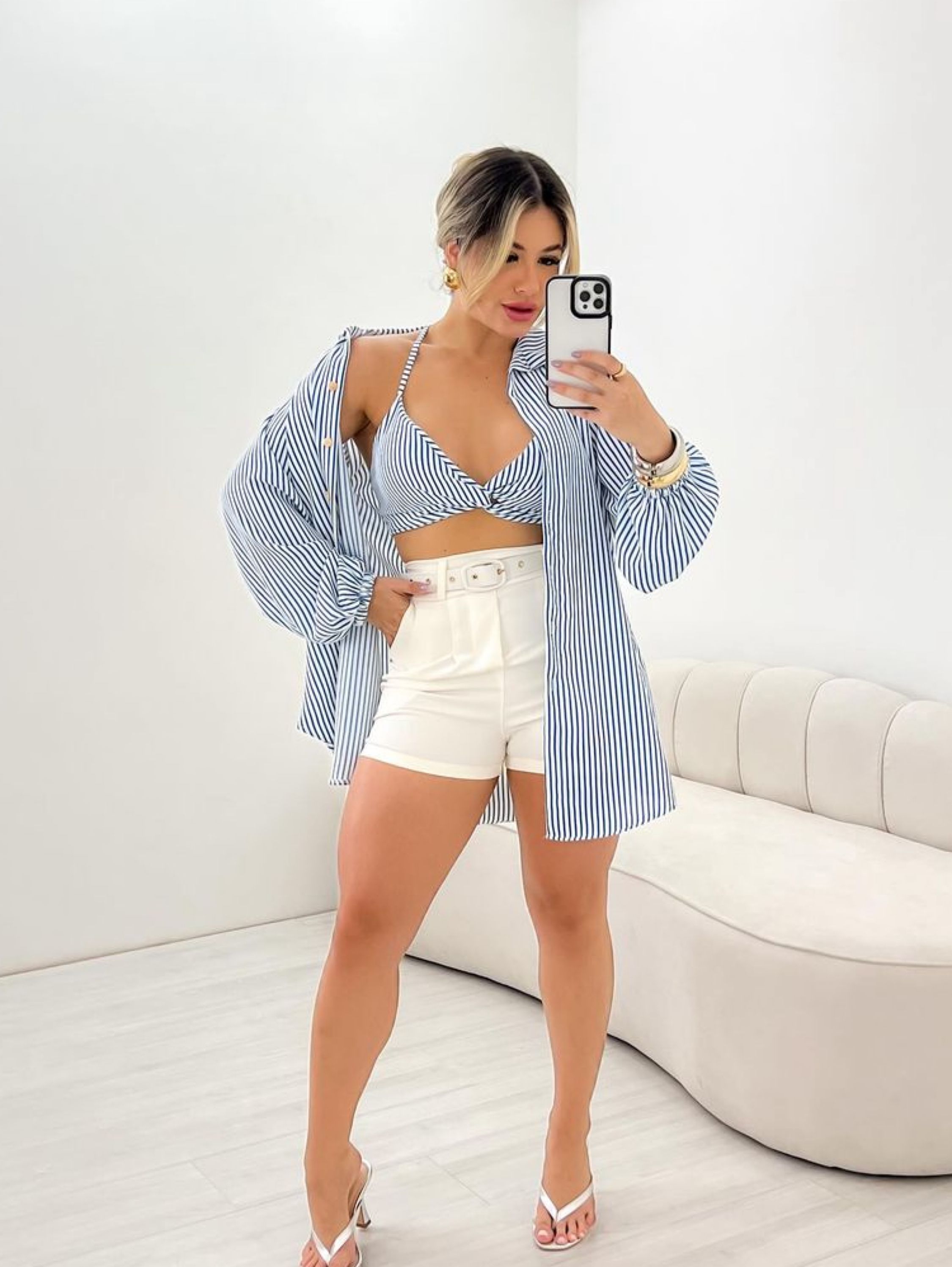 ꕤclara*★おまとめ2点 Conjunto 2 peças exclusivos listra manga longa inverno - Jack
