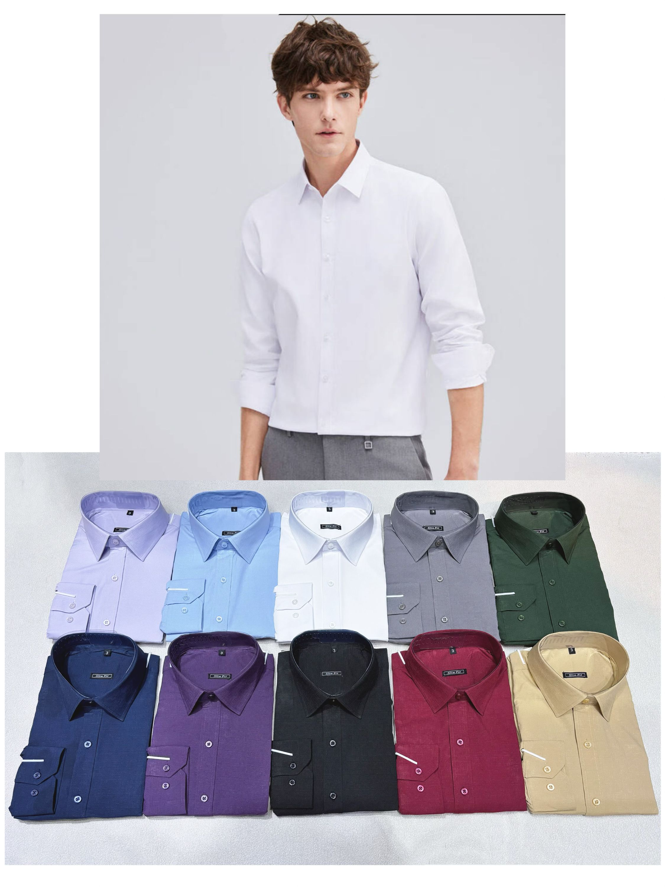 Camisa Social Masculina Manga Longa Slim Fit, – Atacado no Brás