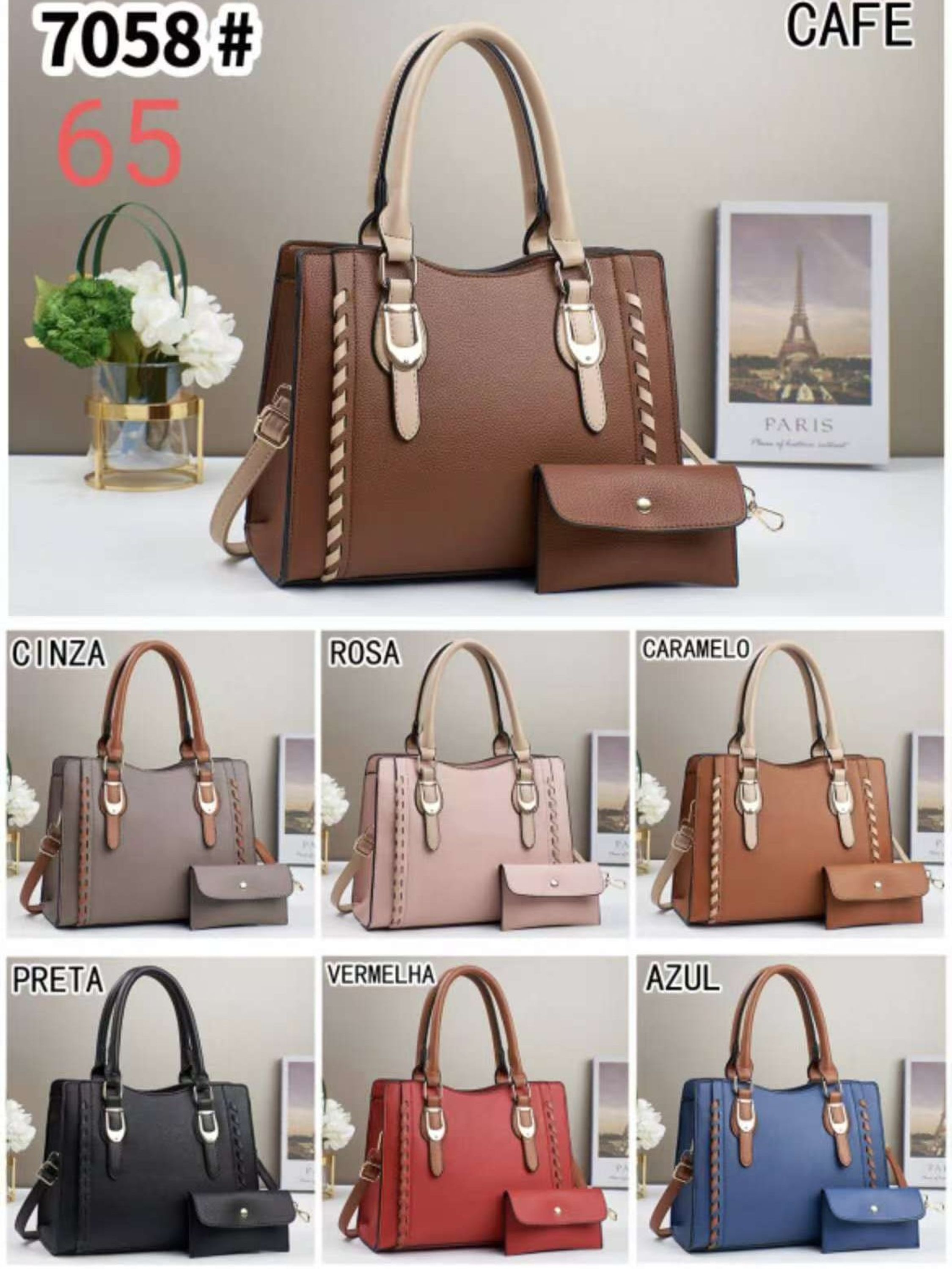 Bolsa feminina transversal de ombro modelo grande 7058