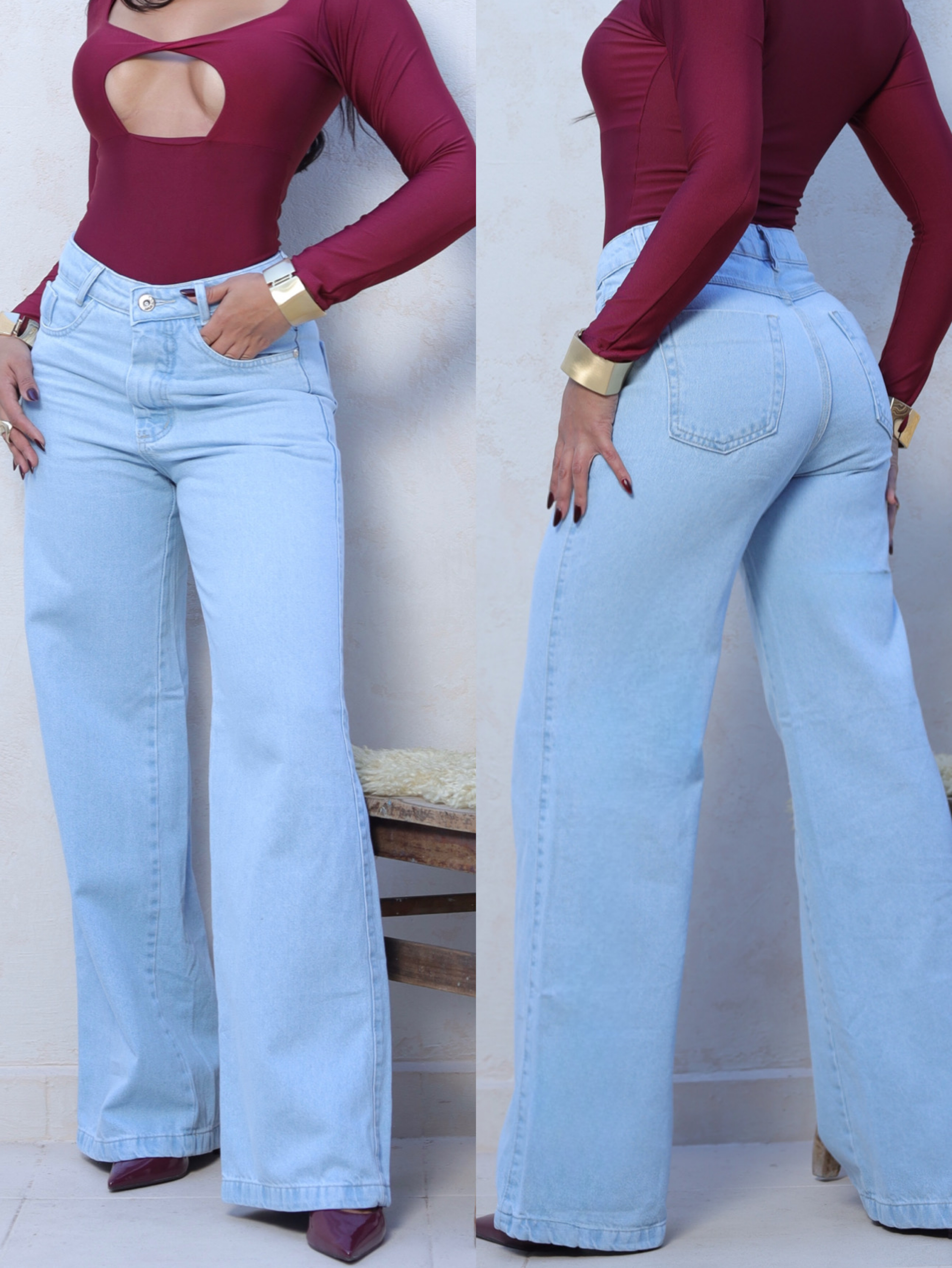 Wide leg 100% jeans alta qualidade - Levka Jeans | ZAX