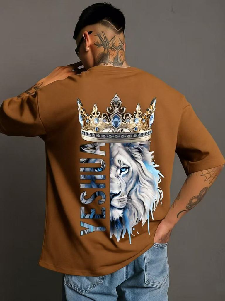 Camiseta 100% Algodão Oversized Leão de JudáYC8504 - Estampa Livre