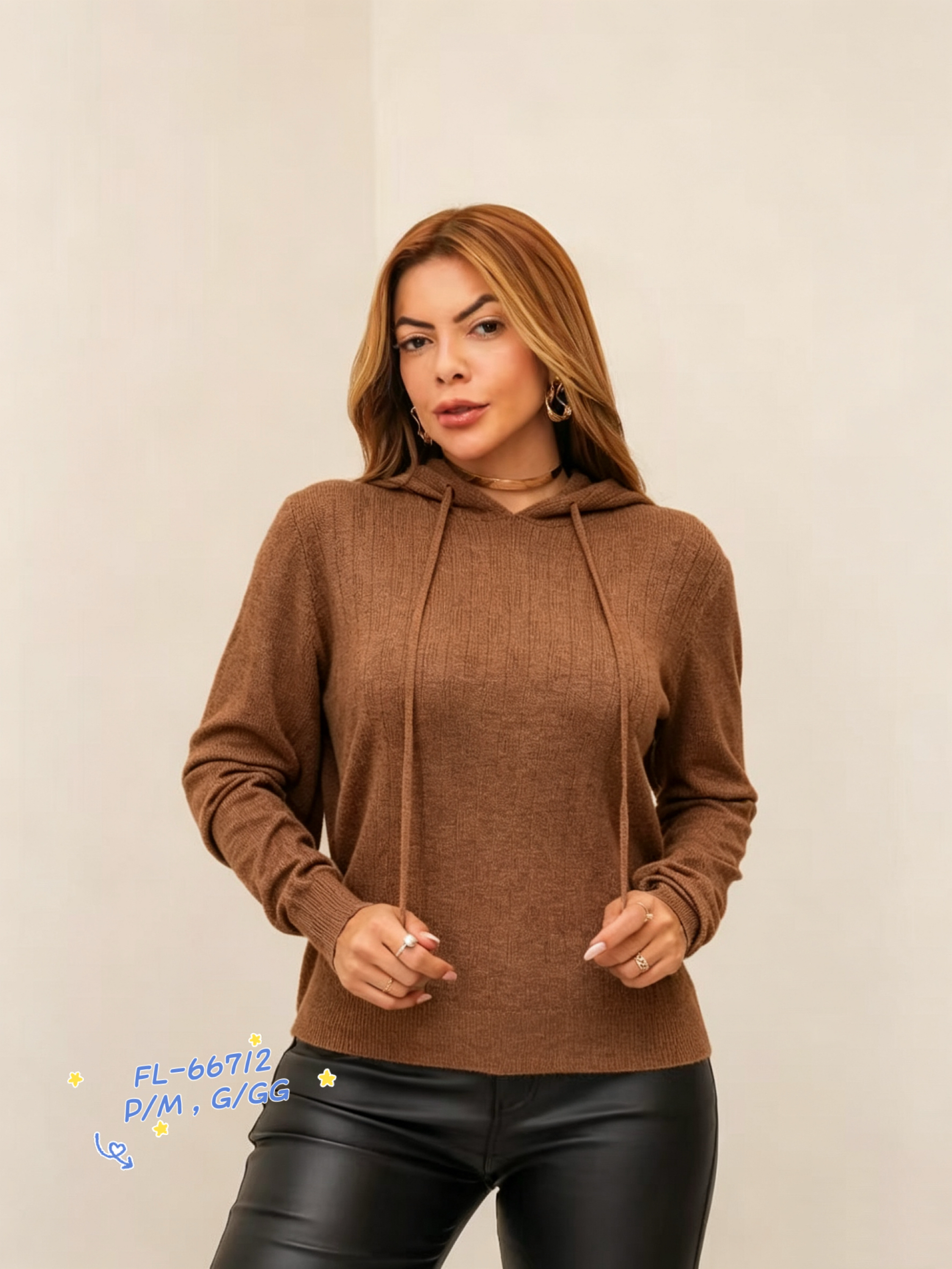 Blusa de modal com capuz importado 66712 - Flora | ZAX