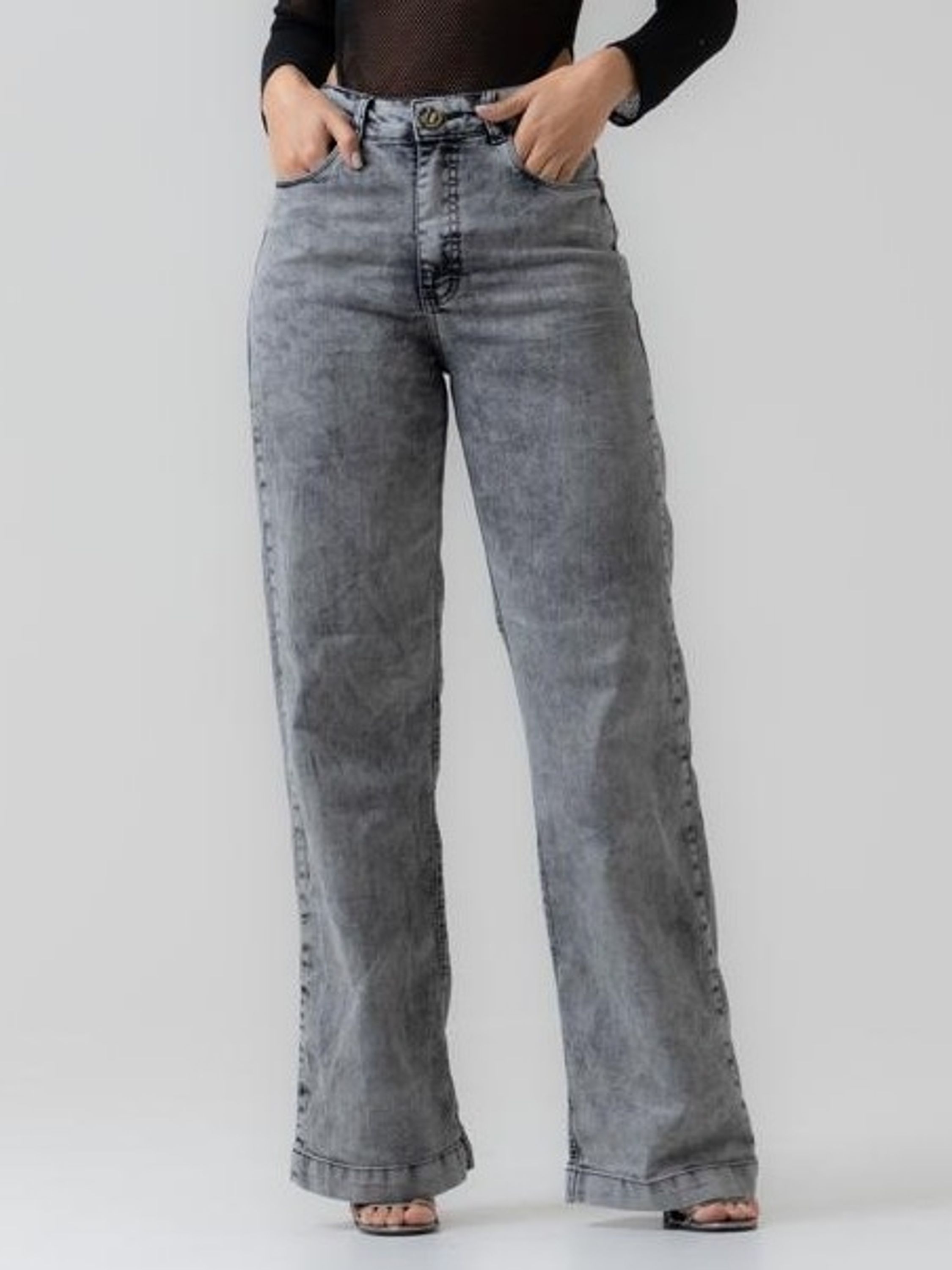 Wide leg jeans grafite - Paula Beatriz | ZAX