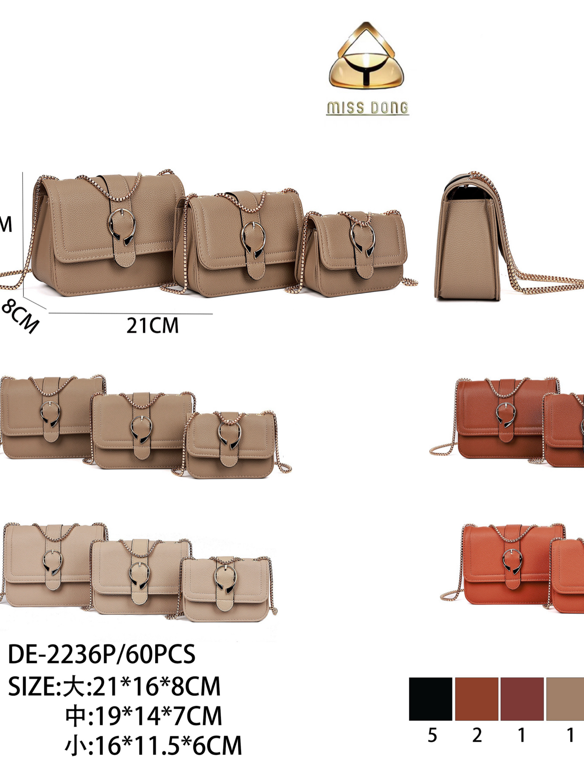 Bolsa kit com 3 peças e com alça corrente DE-2236P - Mn Mochilas | ZAX