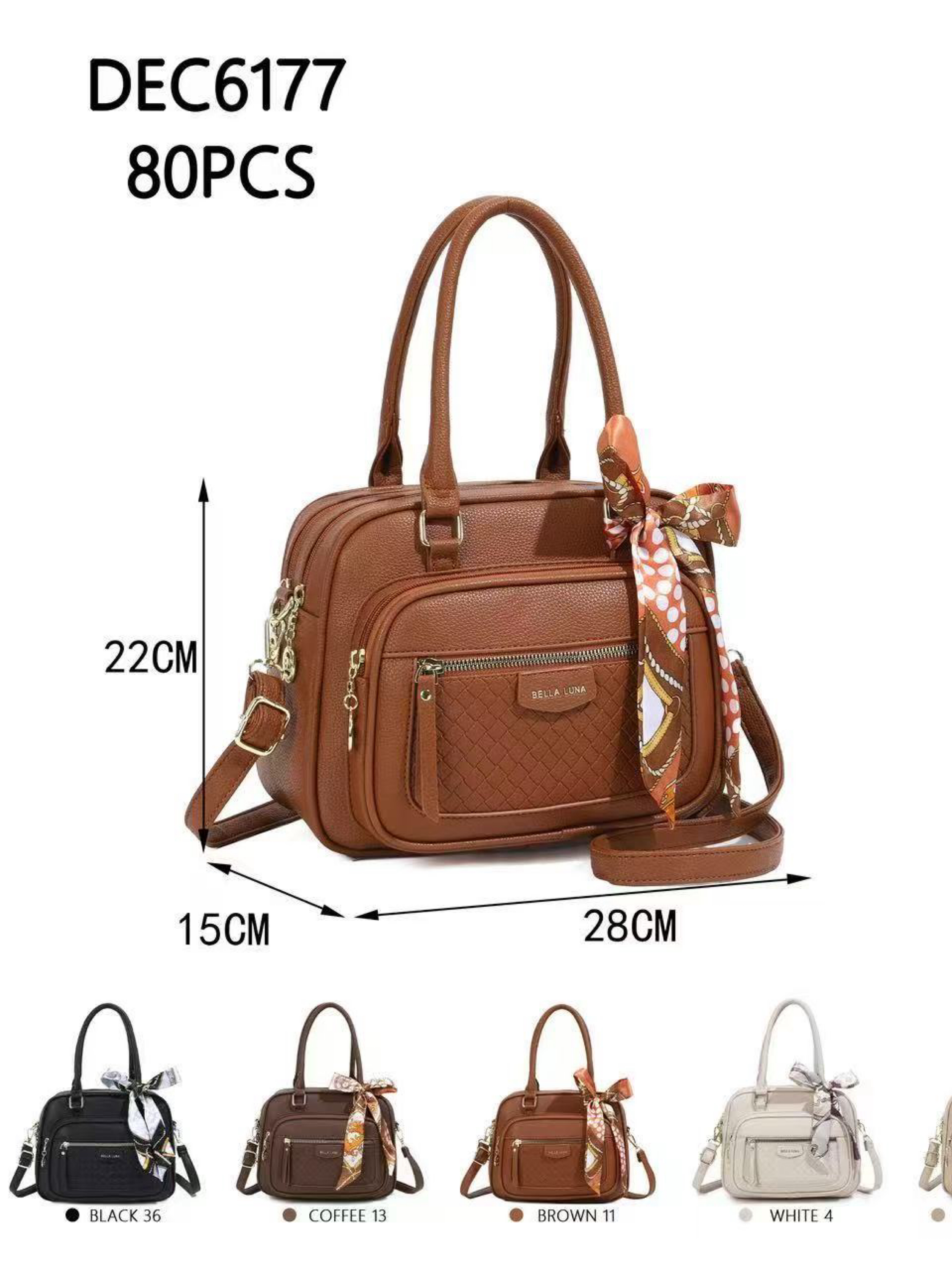 Bolsa média com dois zíper de cima e com lenço DEC6177 - Mn
