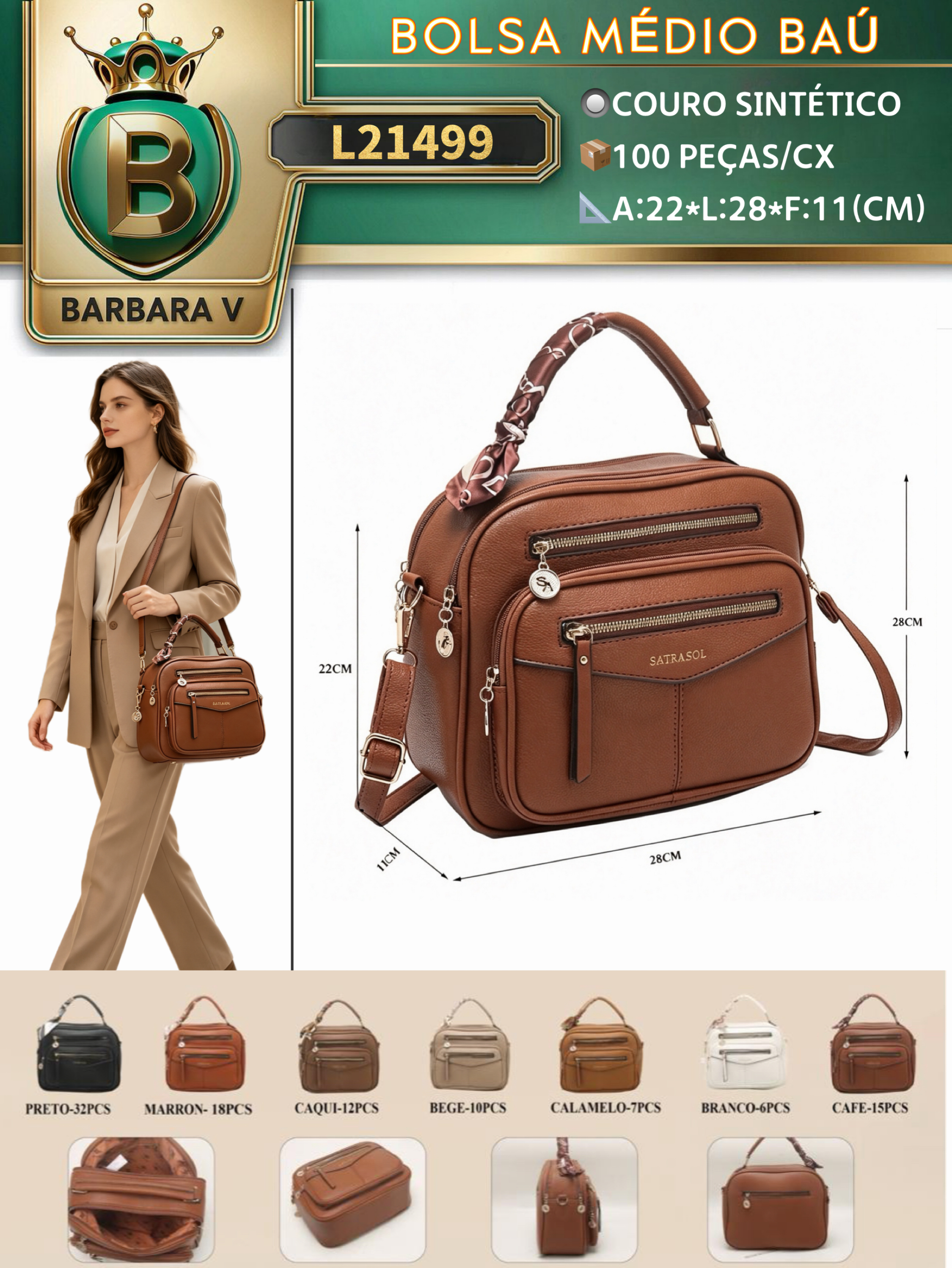 BARBARA V BOLSAS/bolsa médio feminina baú (L21499) - Barbara V | ZAX