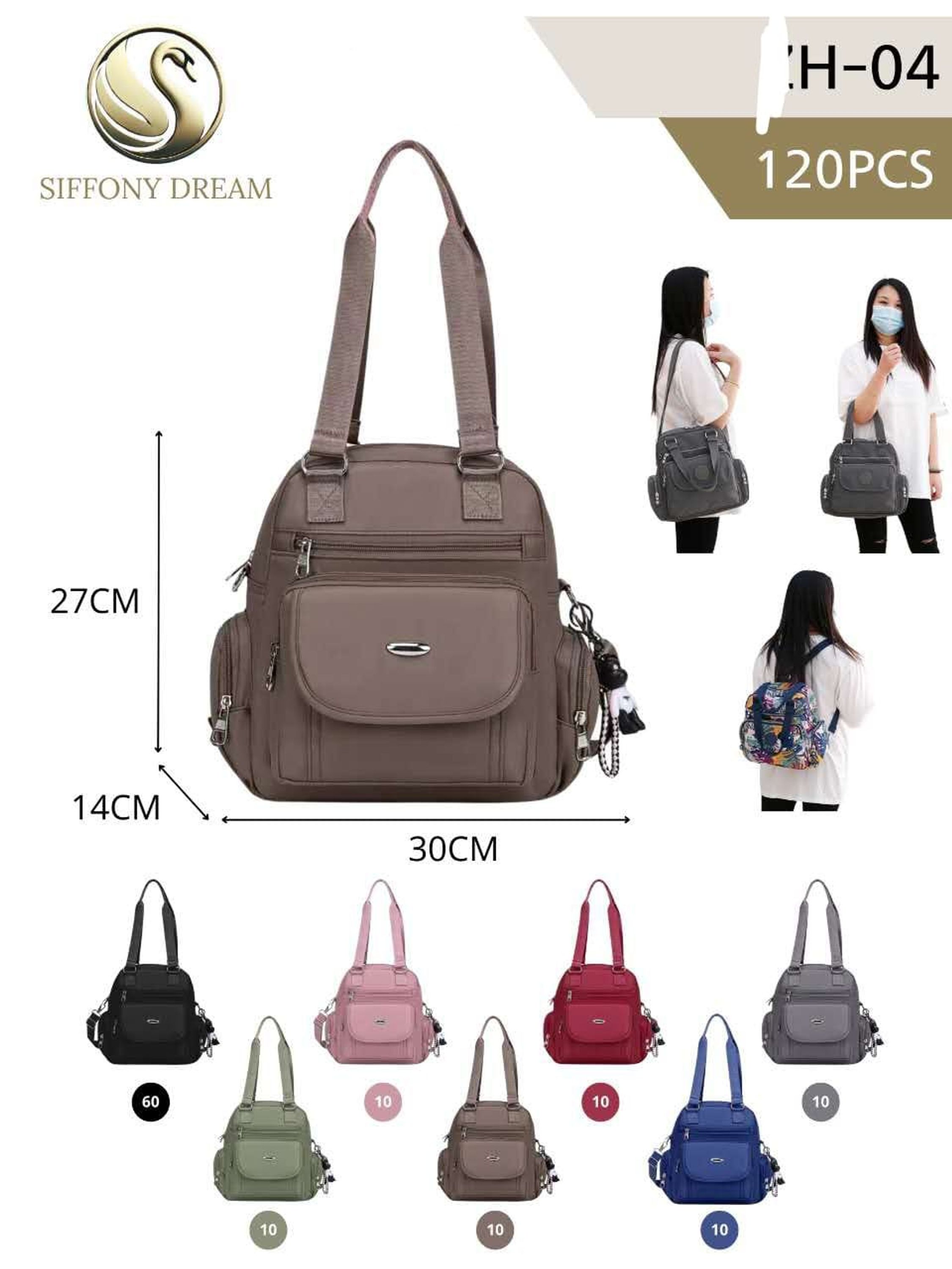 Mochila Feminina média Transversivel de ombro ZH-04# - Sofia_Bolsa
