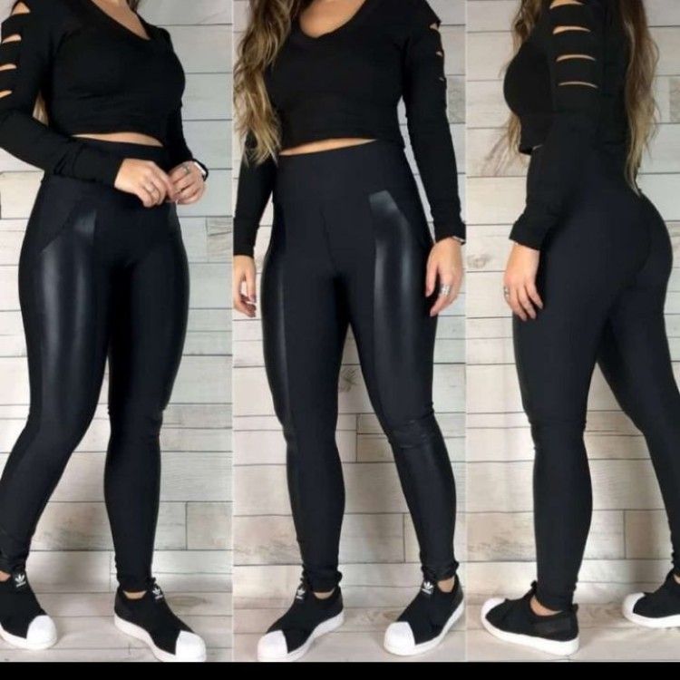 Calça legging flanelada detalhe cirre - Bella Linda