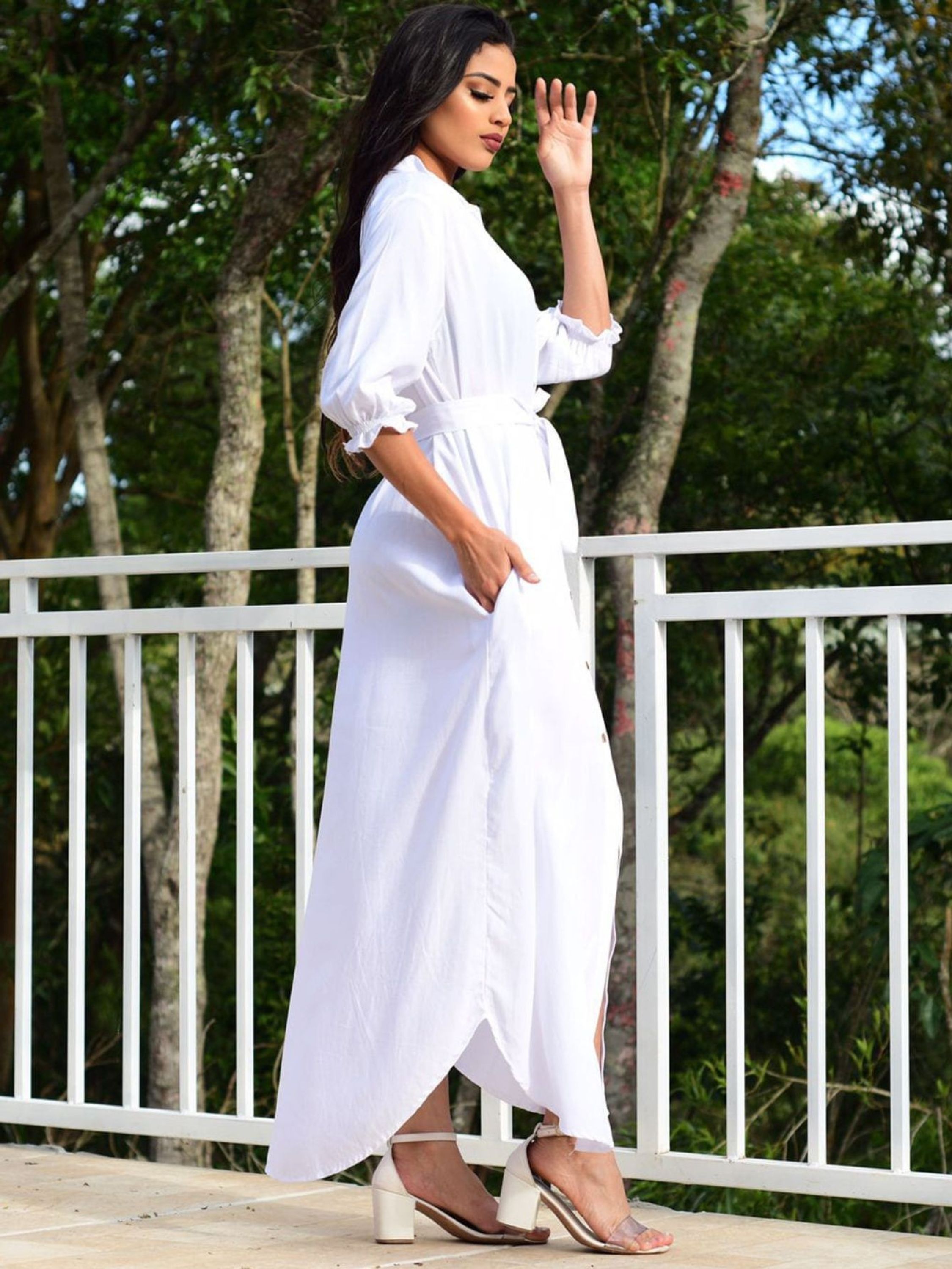 Vestido chemise best sale longo branco