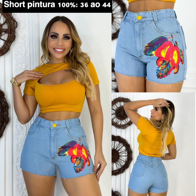 Pintura em deals short jeans