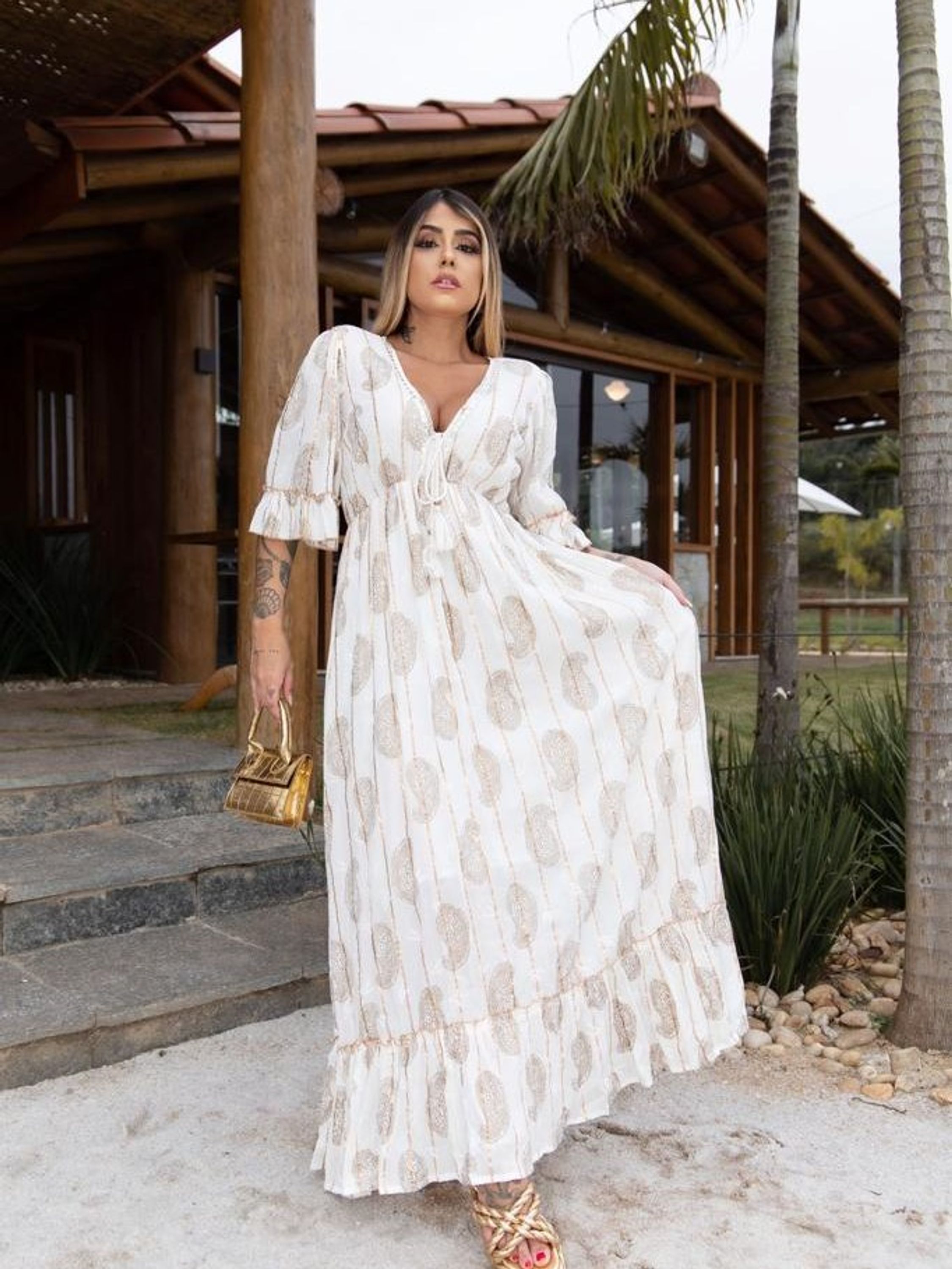 Vestido Indiano Longo Plus Size Vestido Longo Indiano Alça Bordado