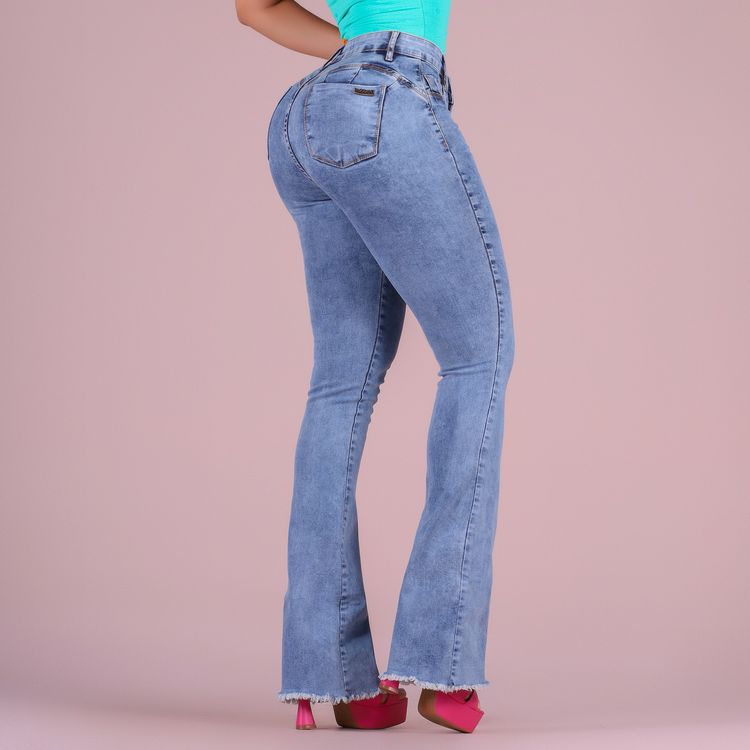 Calça jeans flare boot cut cintura alta azul levanta bumbum - HR Rihanna  Fashion