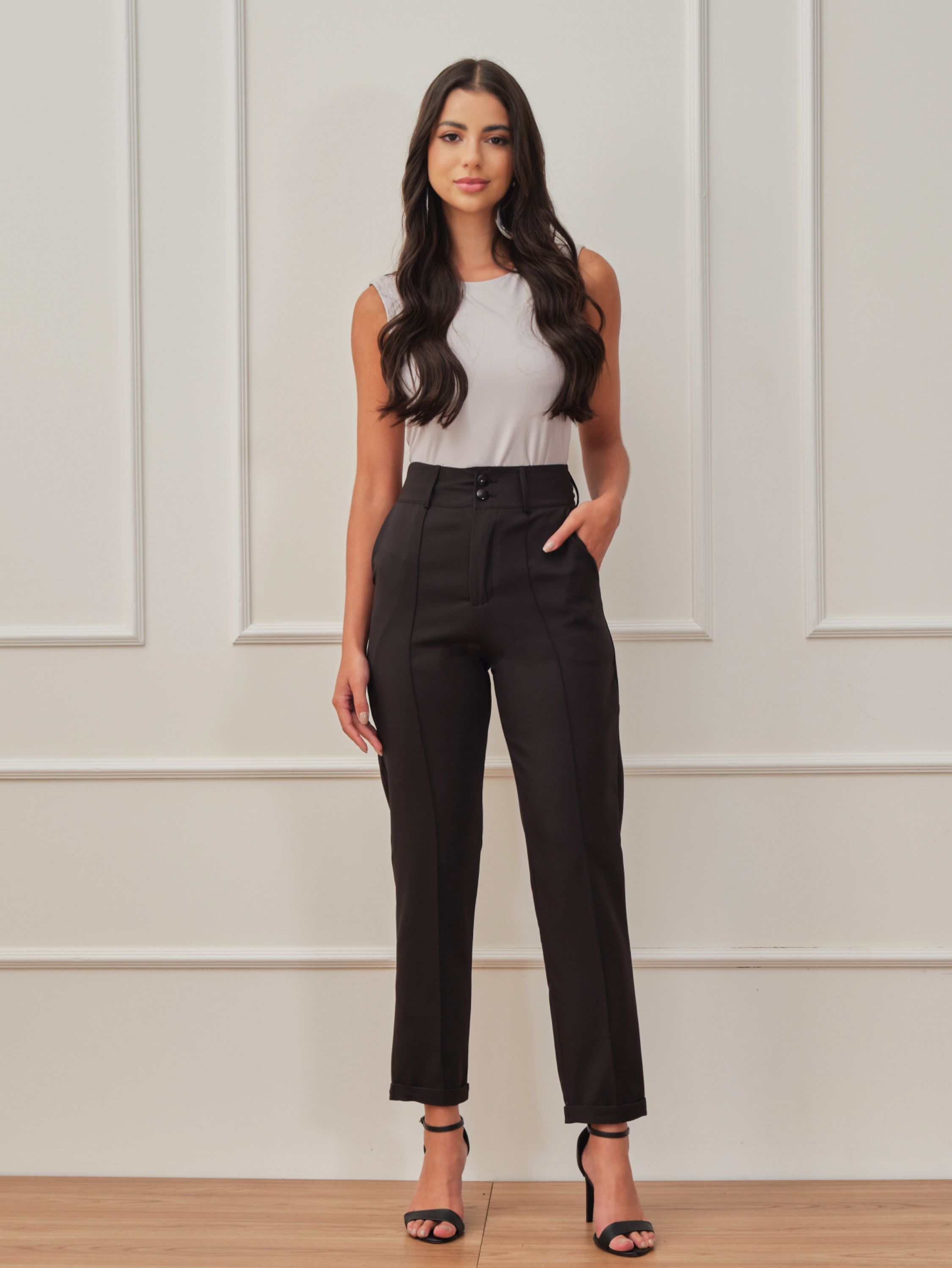 Stone Belted Straight Leg Faux Leather Trousers