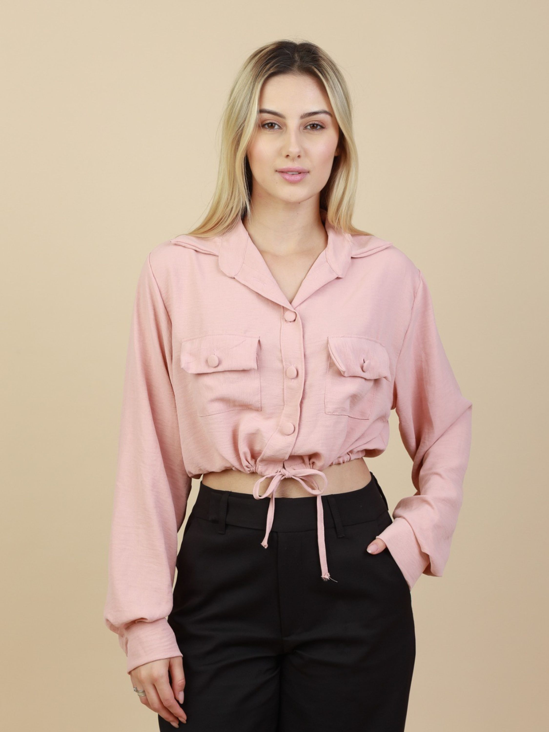 Olinka Modas blusa com botao manga princesa de moda feminina