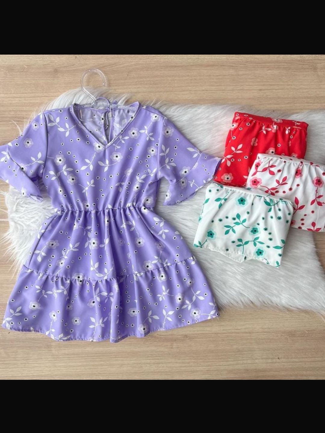 Vestido infantil tecido crepe estampado