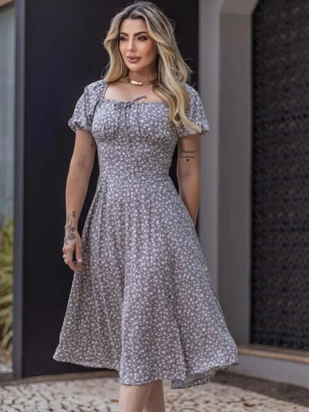 VESTIDO MIDI PRINCESA ESTAMPADO