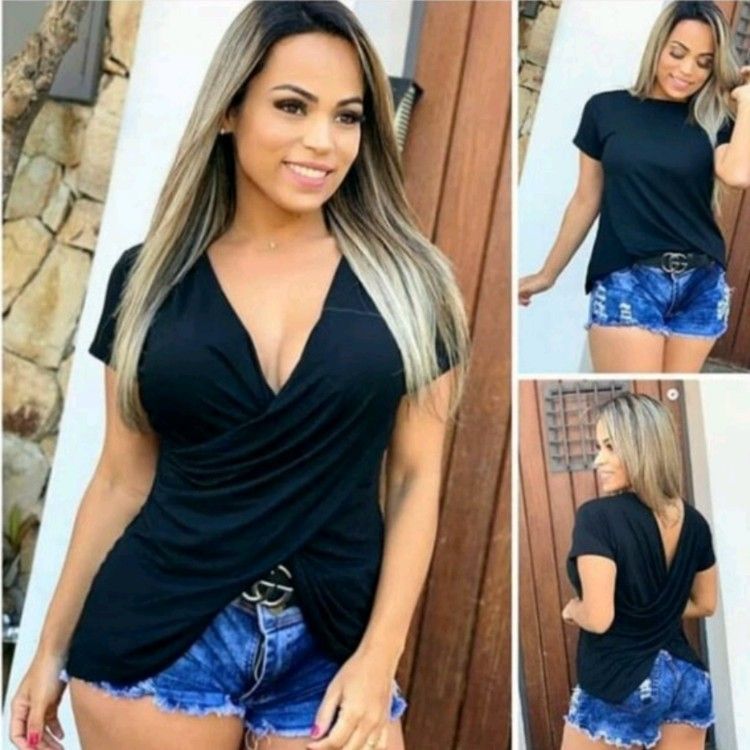 Blusa transpassada manga curta