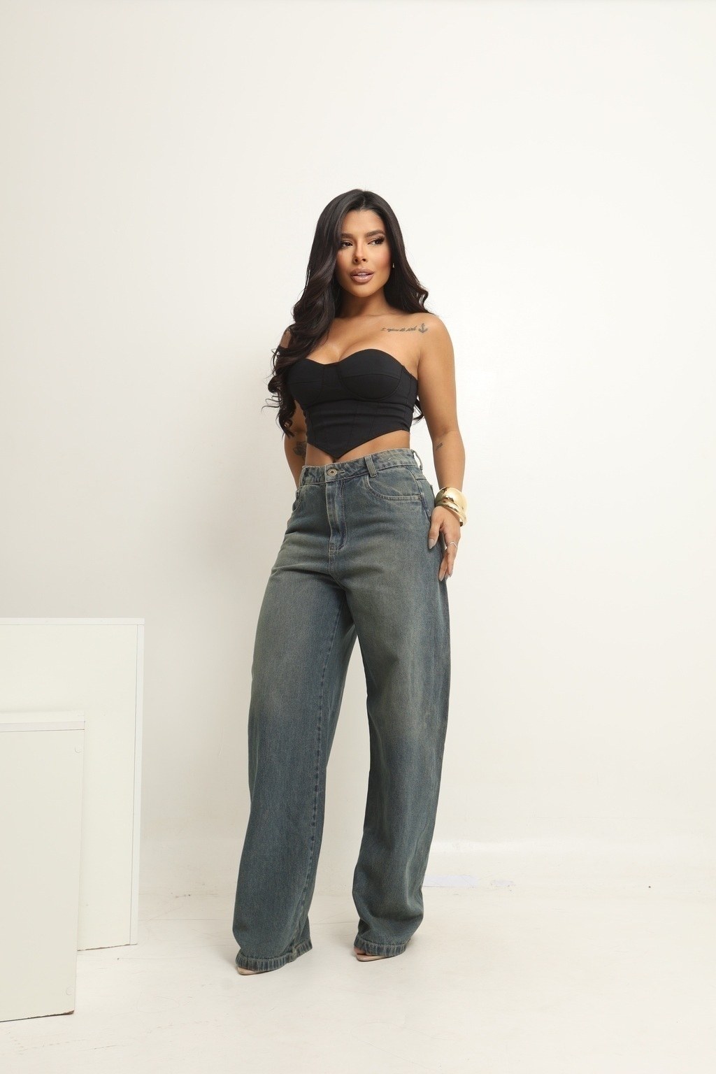 Calça Jeans Feminina Barrel Sujinha