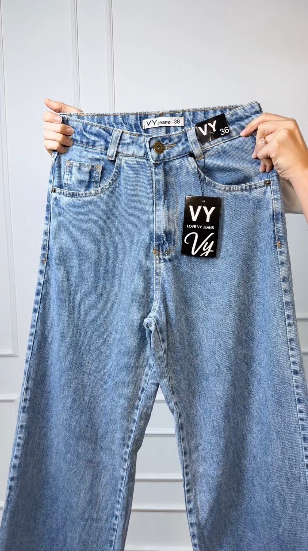 Calça Jeans Feminina Básica Pantalona com Bolso Qualidade Premium