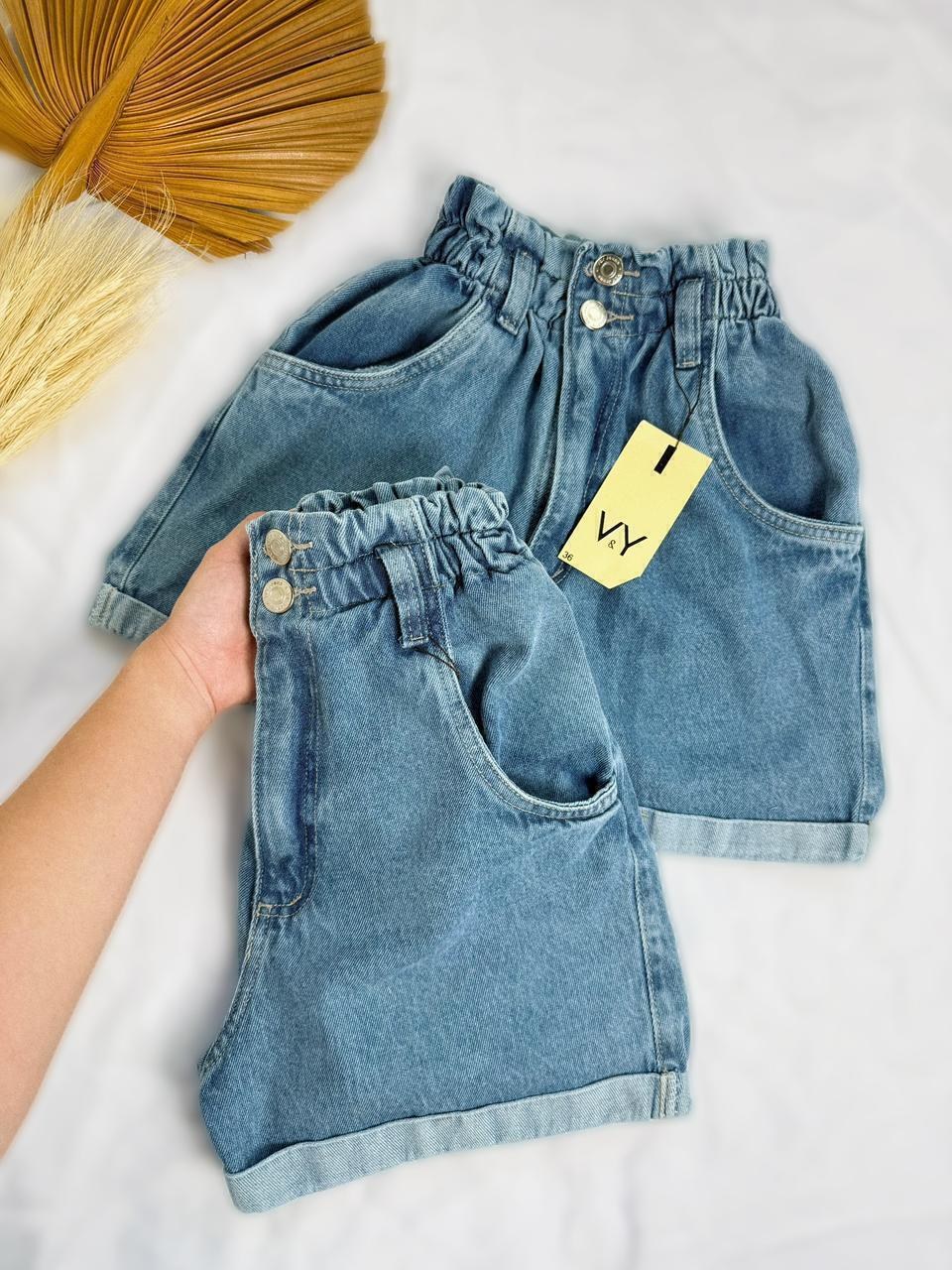 Short Jeans Feminino Bermuda Pedraria Brilho Com Bolso Melhor Qualidade