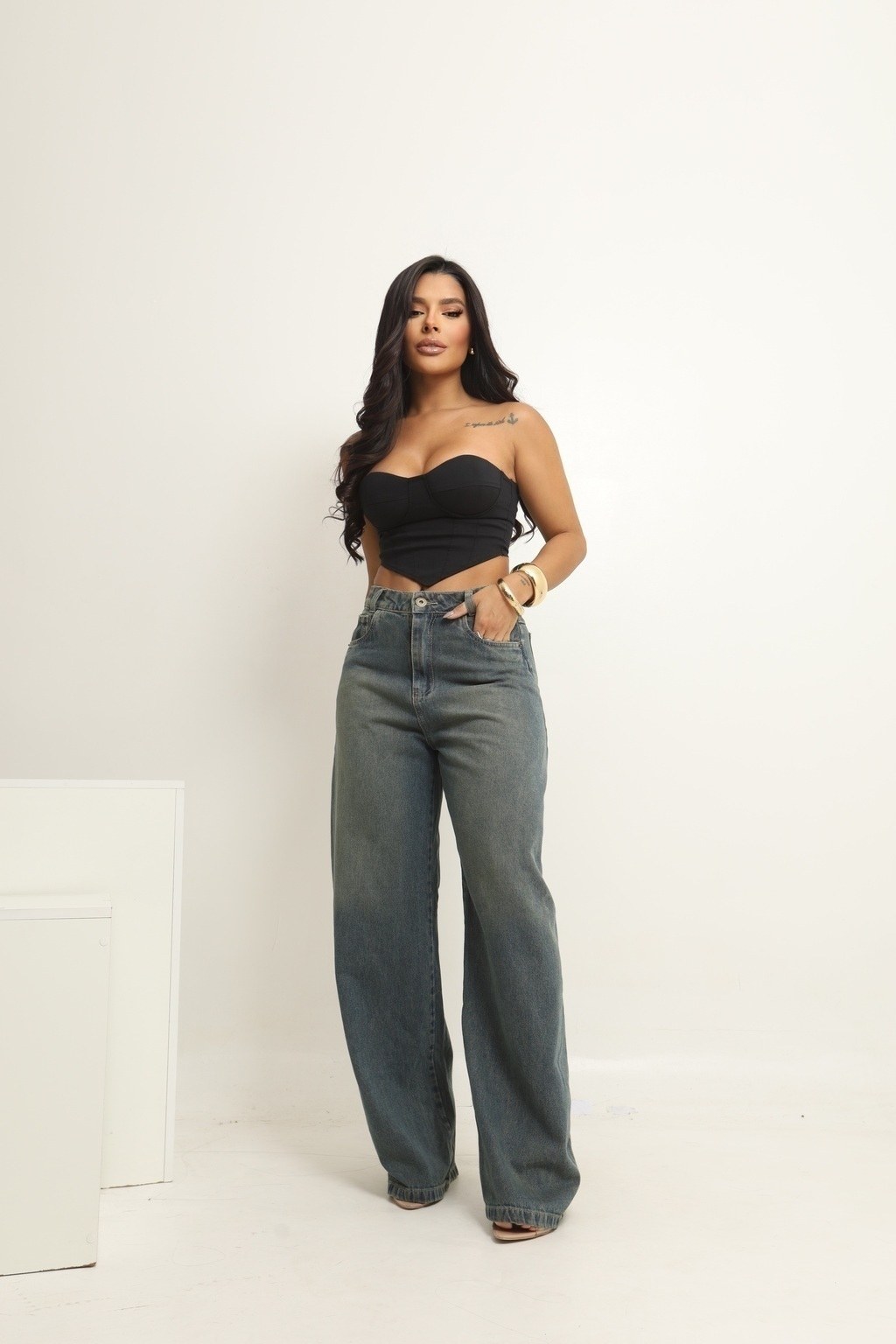Calça Jeans Feminina Barrel Sujinha