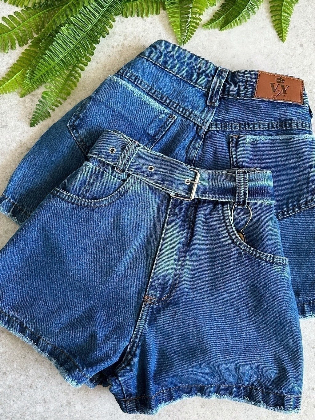 Short Jeans Feminino Com Cinto Com Bolso Melhor Qualidade