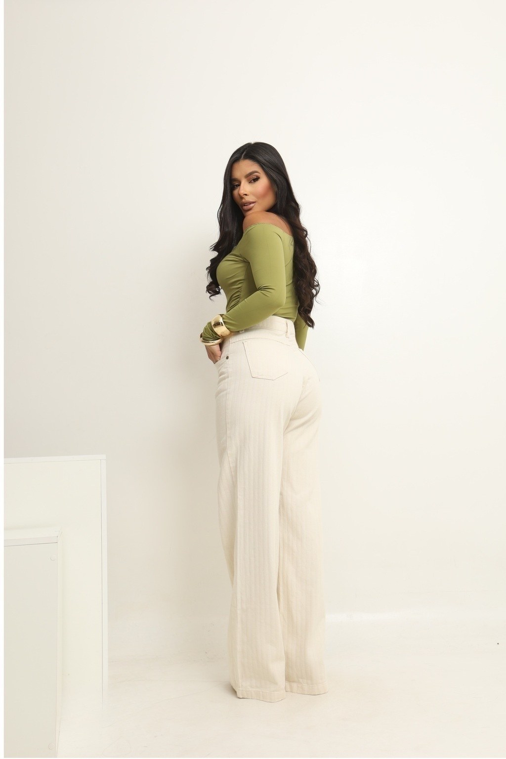 Calça Jeans Feminina Wide leg Texturizada ONDINA
