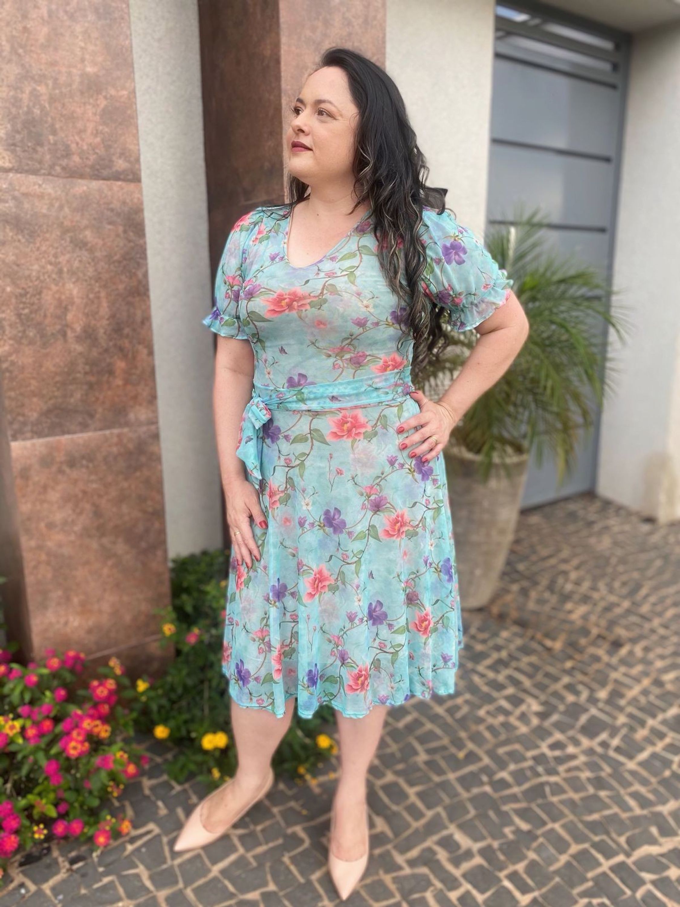 Vestido Estampado Midi Moda Modesta