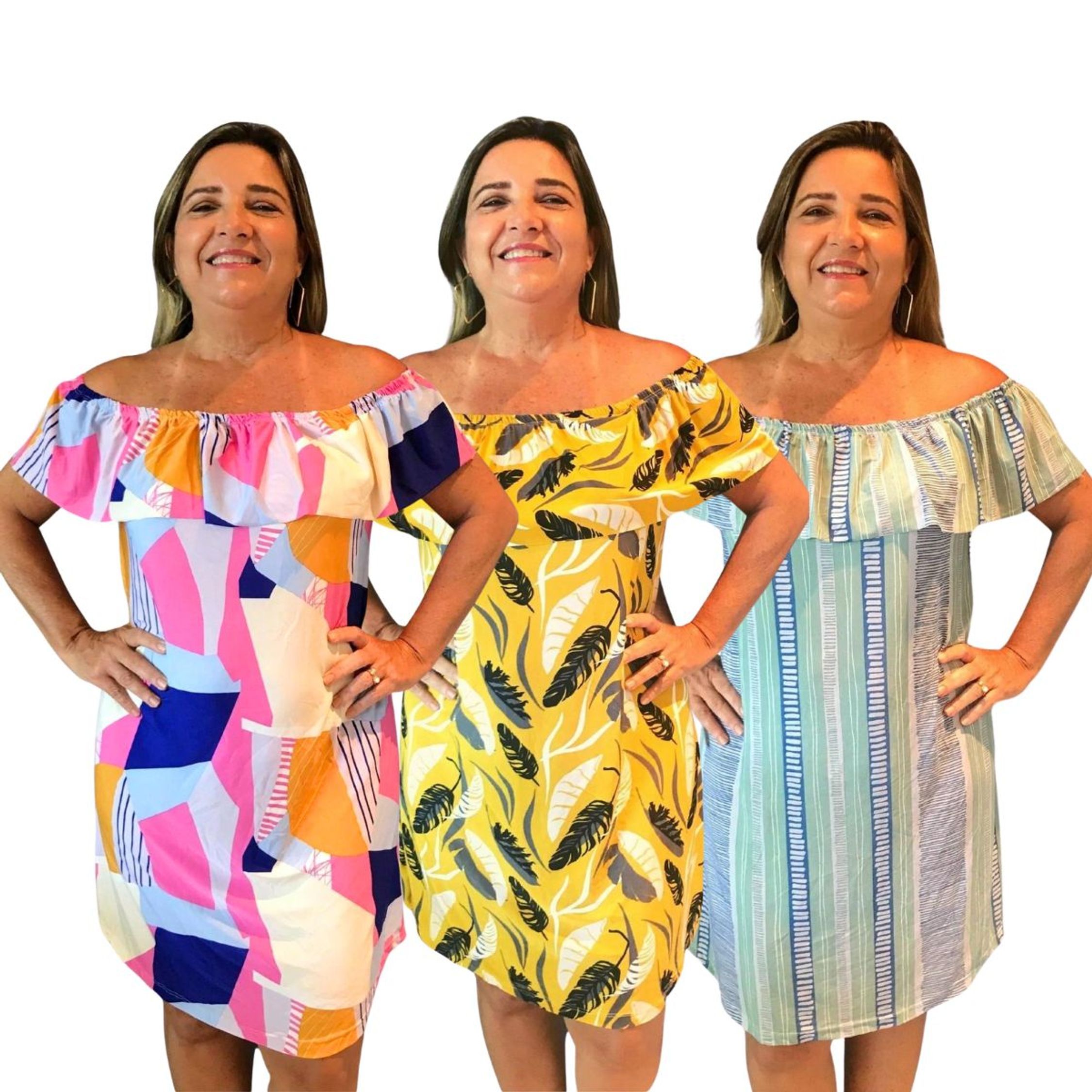 Kit 3 Vestidos Ciganinha Soltinho Cores e Estampas Sortidas