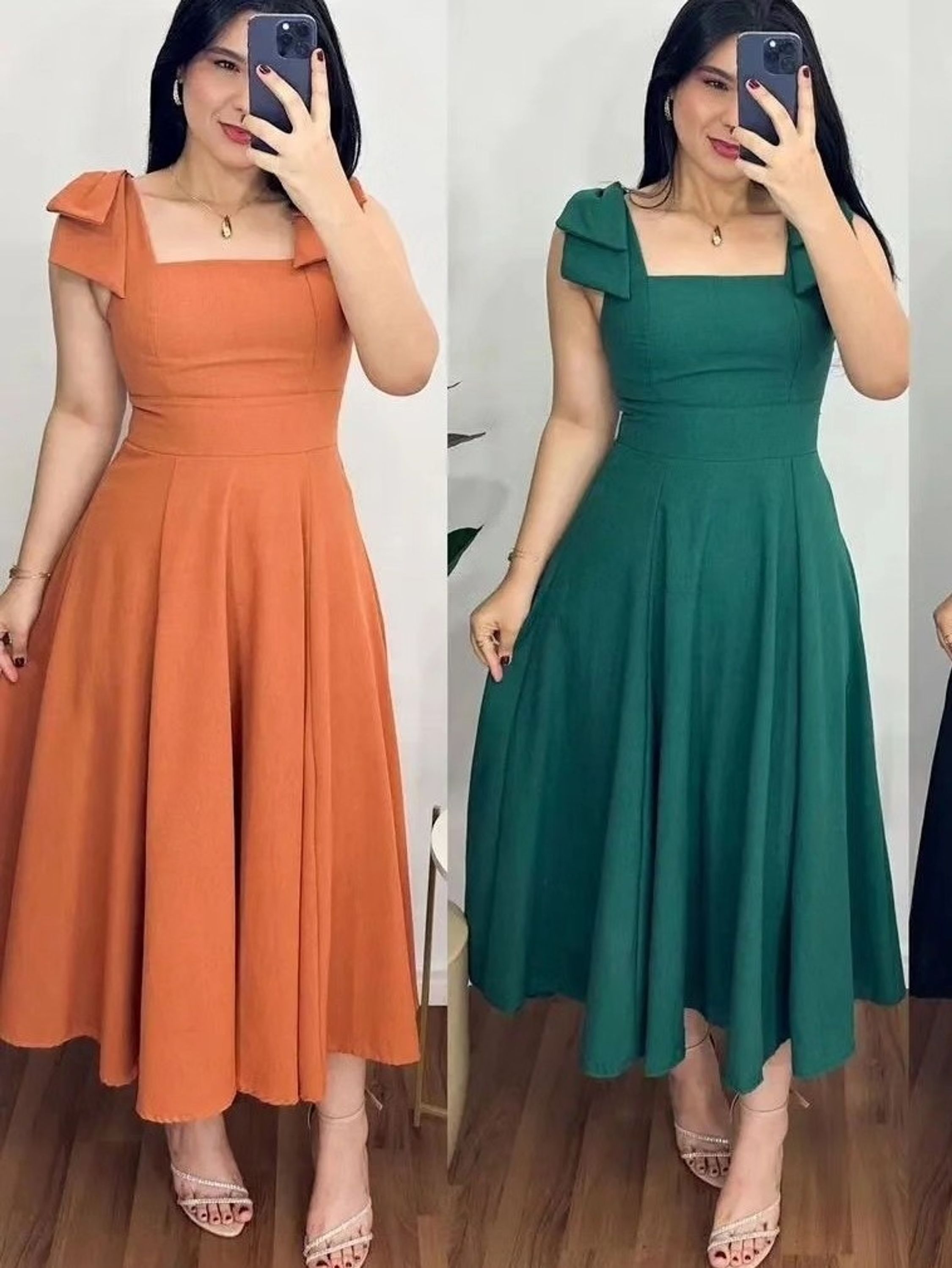 Vestido midi em linho