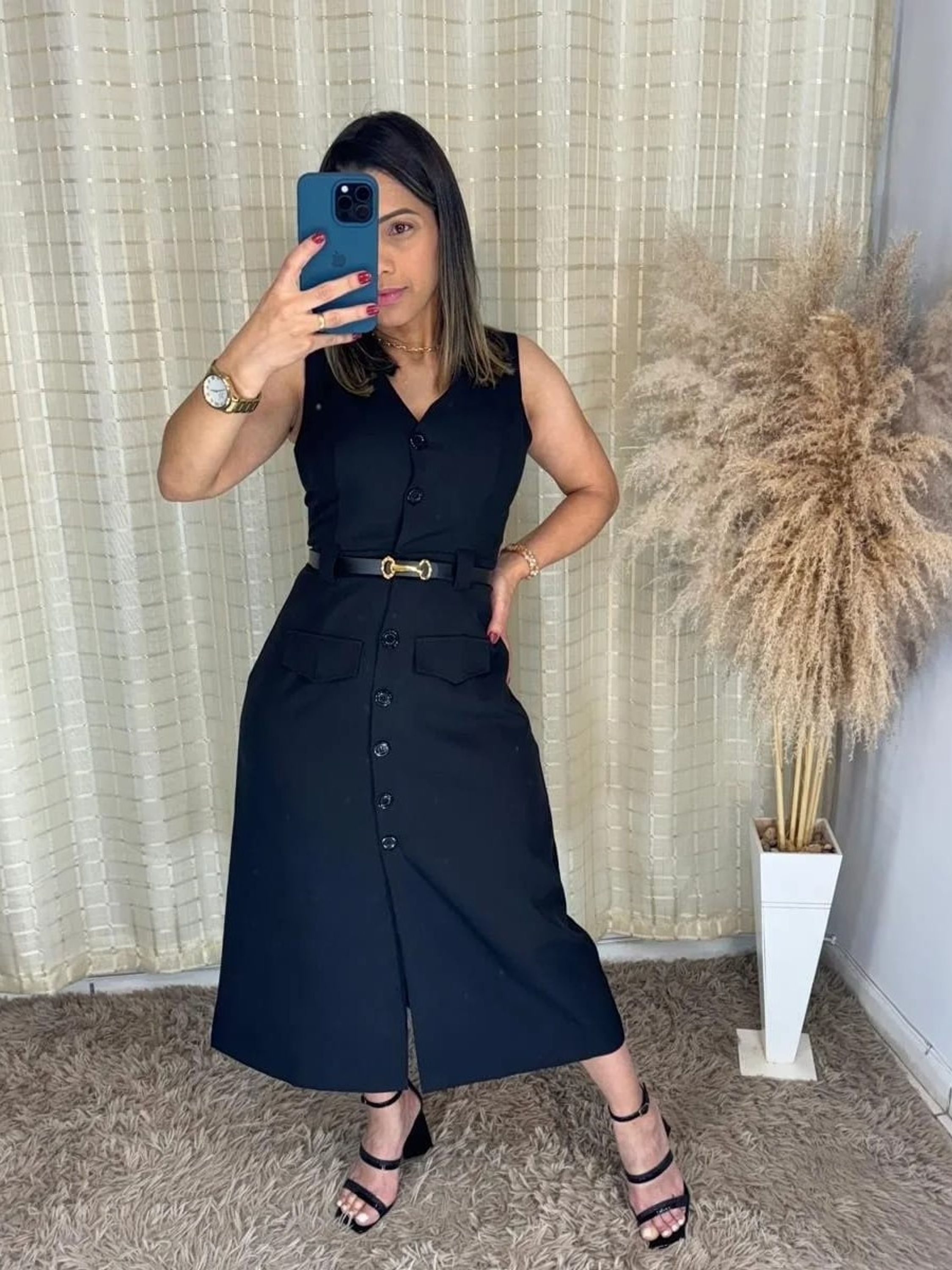 Vestido Midi TWIL Com botão