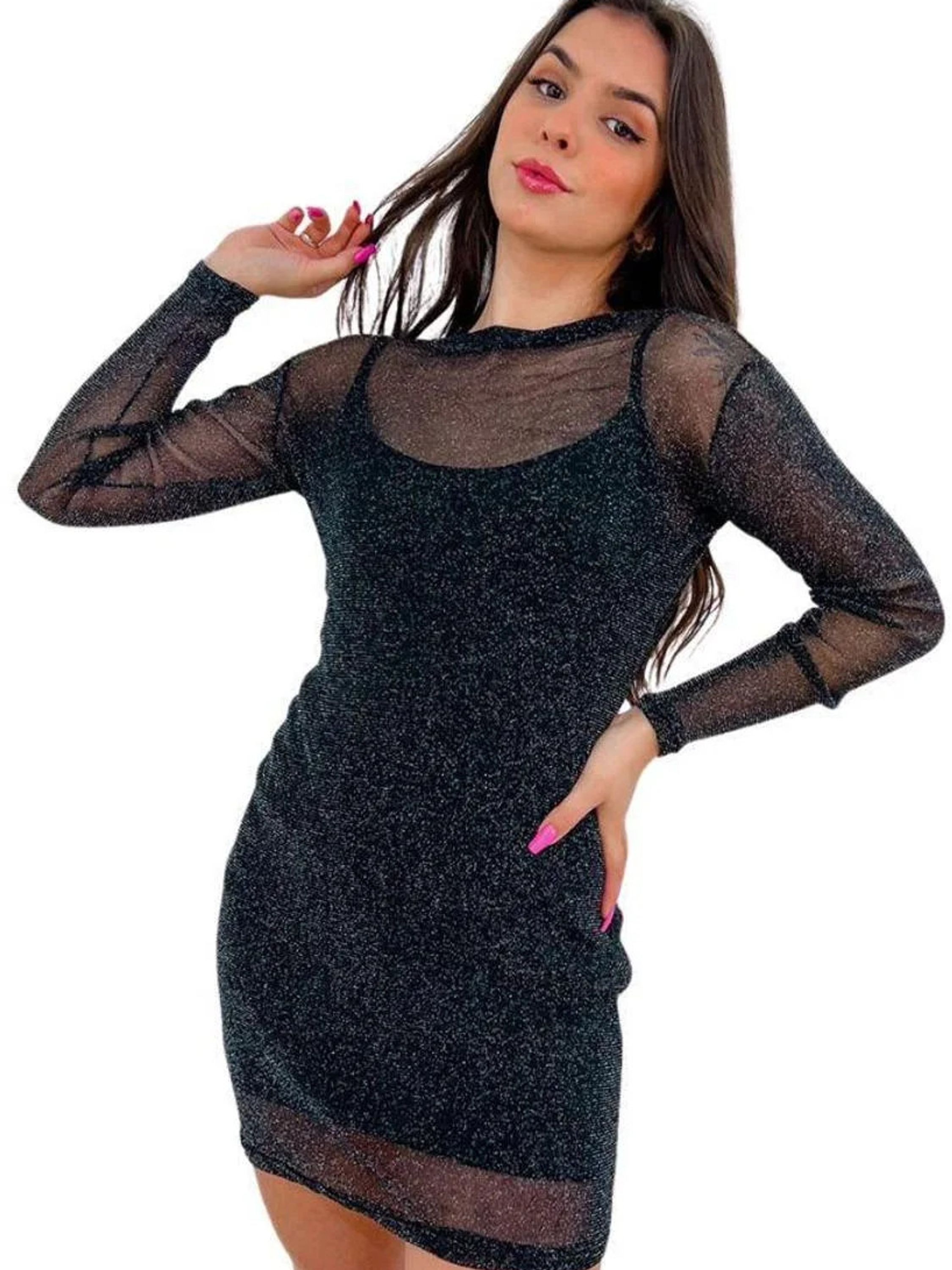 Vestido Tule Feminino Lurex *Sem Forro*