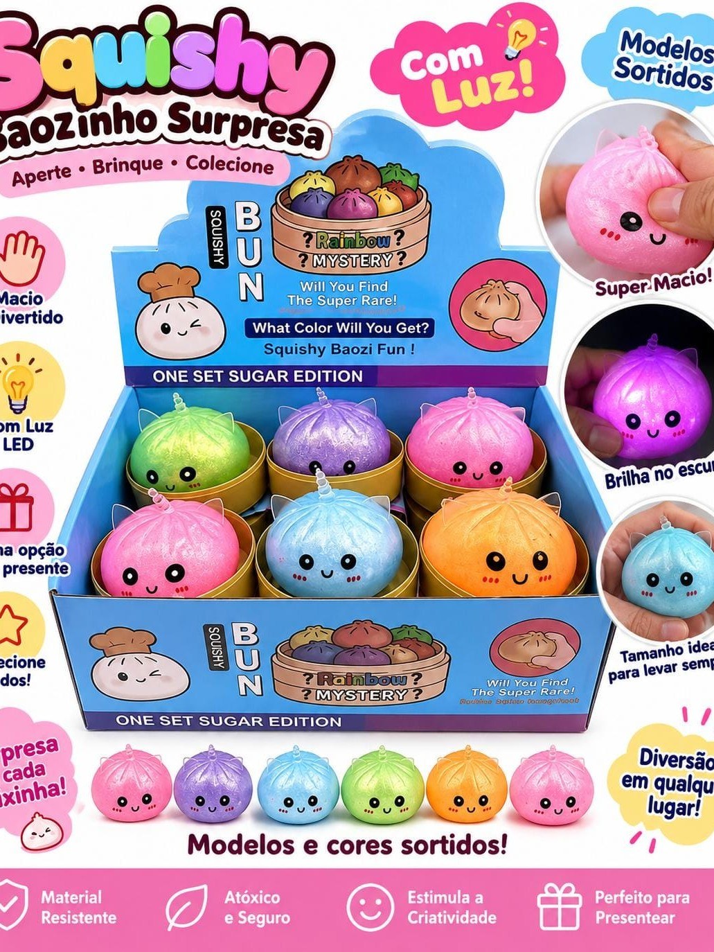 Squishy com LED  caixa com 12 peças