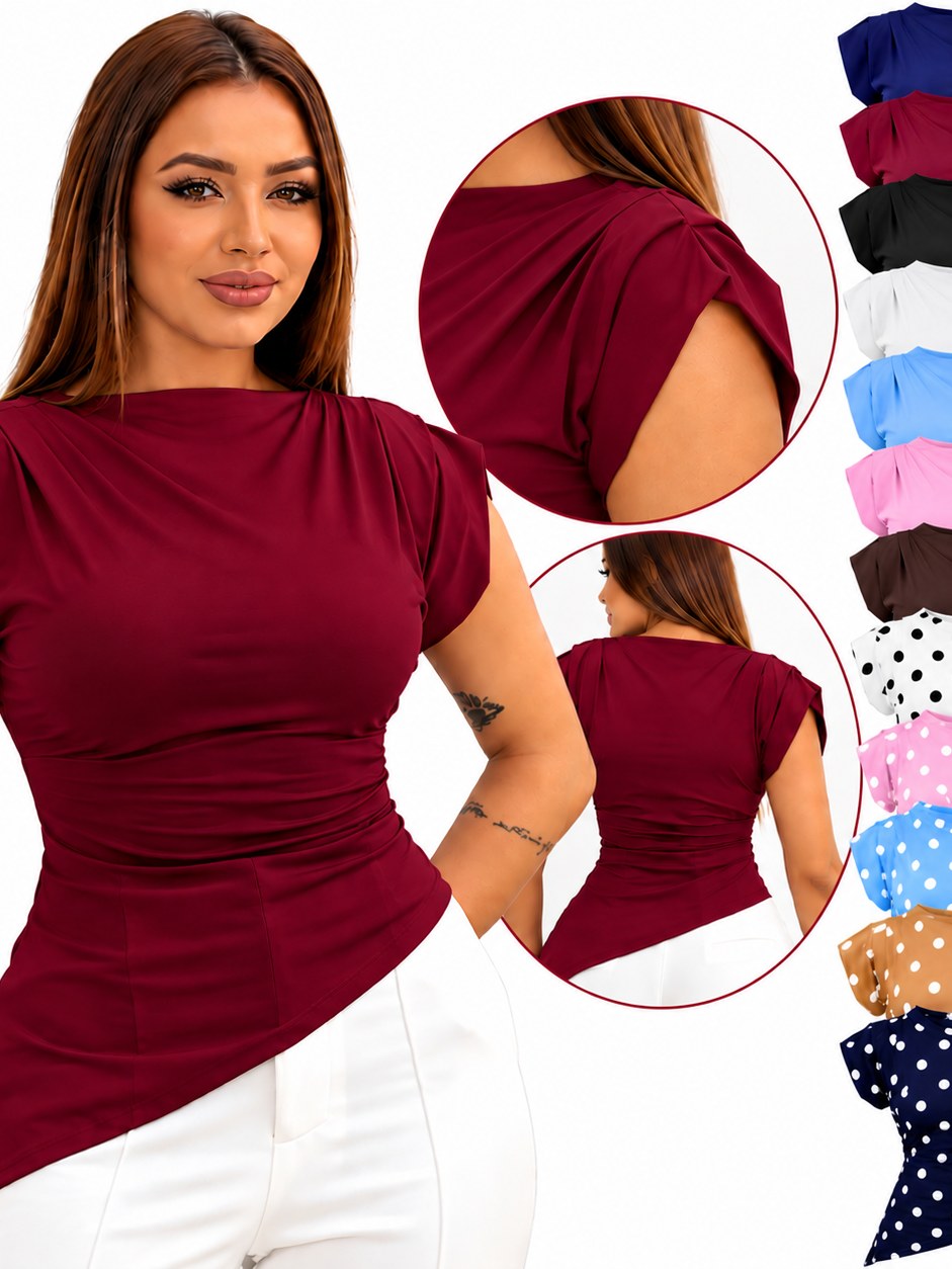 Blusa Feminina Cropped Estampada Poá