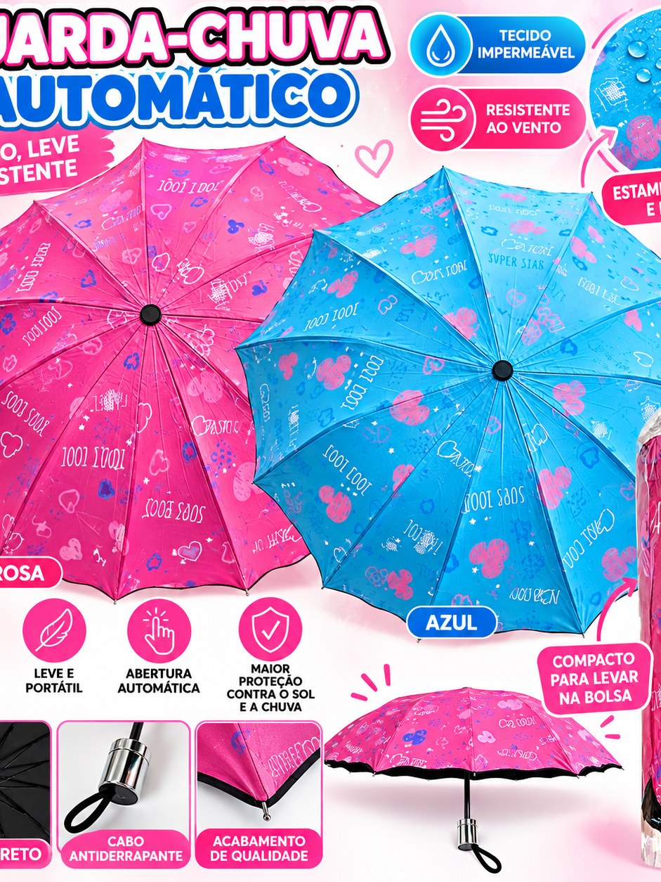 Guarda chuvas impermeável automático resistente