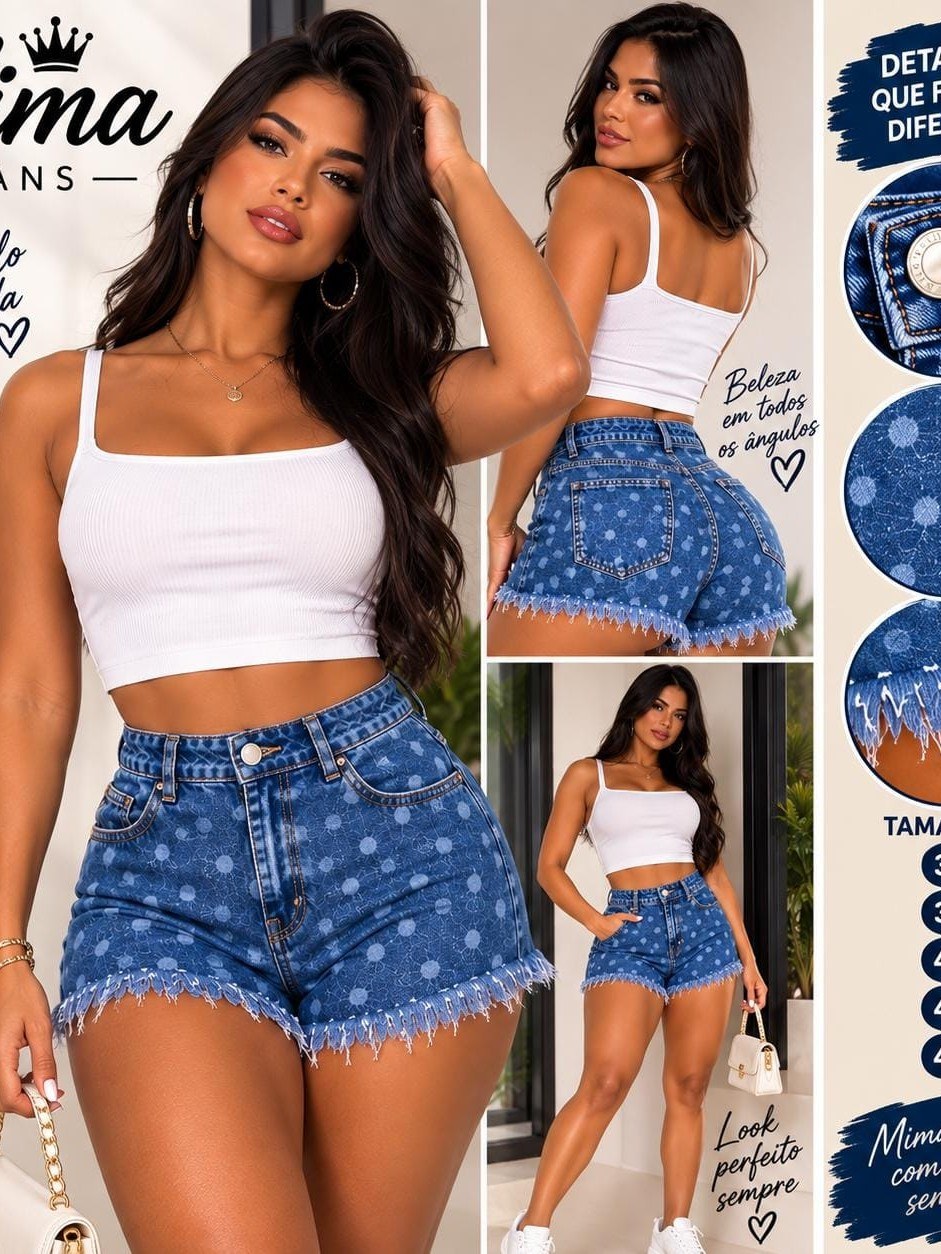 Short Jeans Feminino Cintura alta Mima Jeans