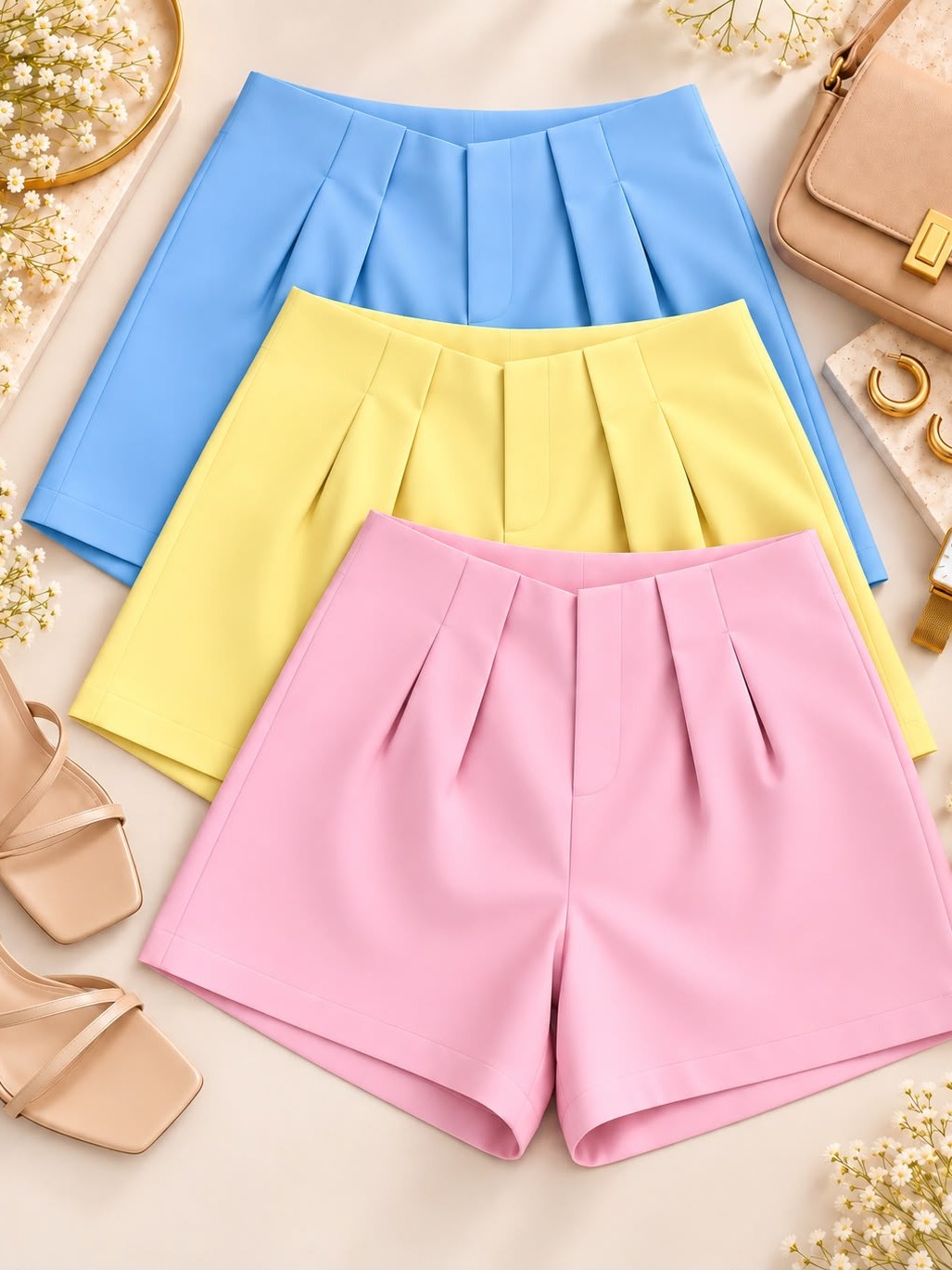 Shorts Feminino Alfaiataria Com Zíper Lateral Cintura Alta