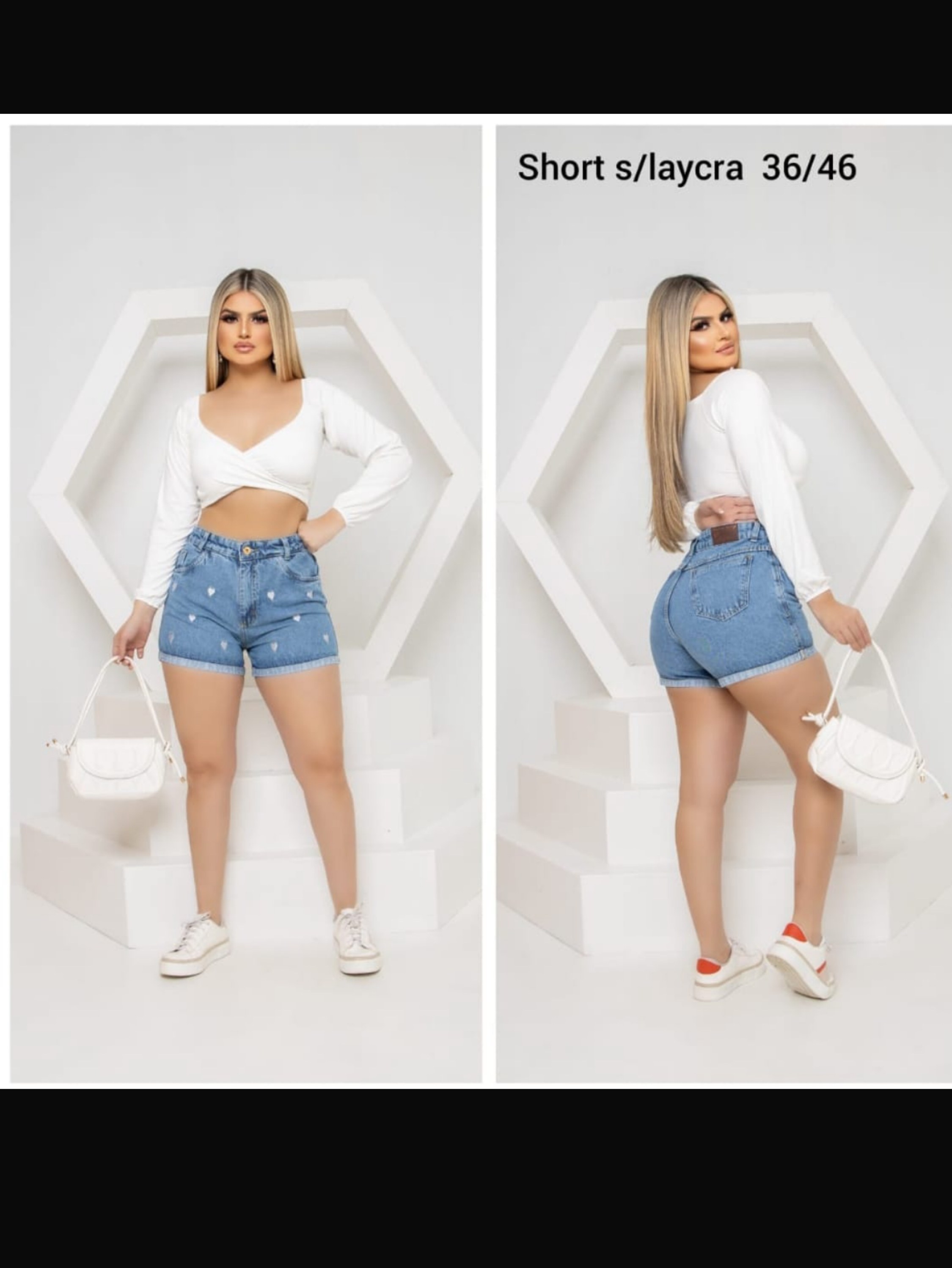 Short 100% bordado coração
