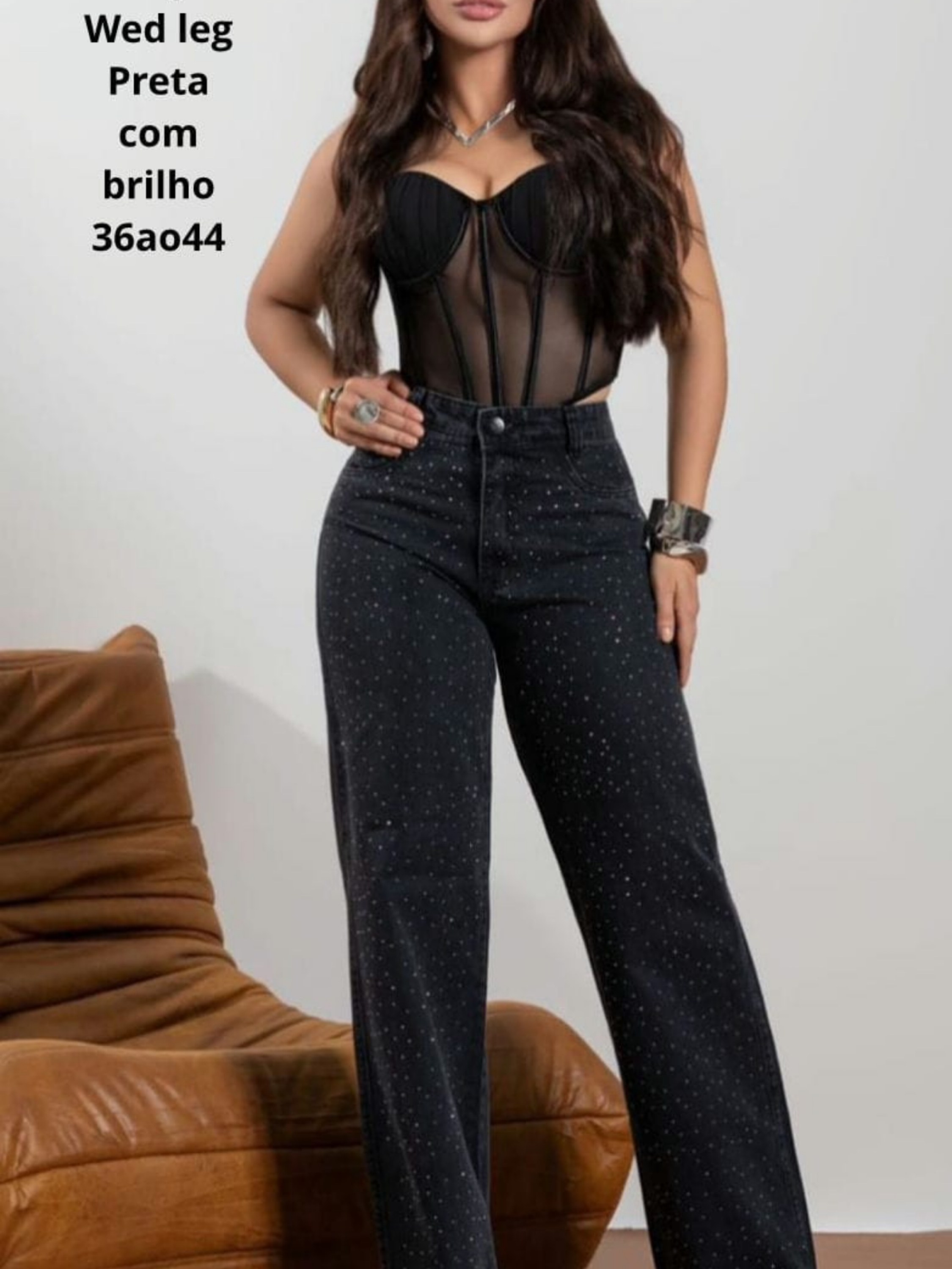 Calça mom com brilho