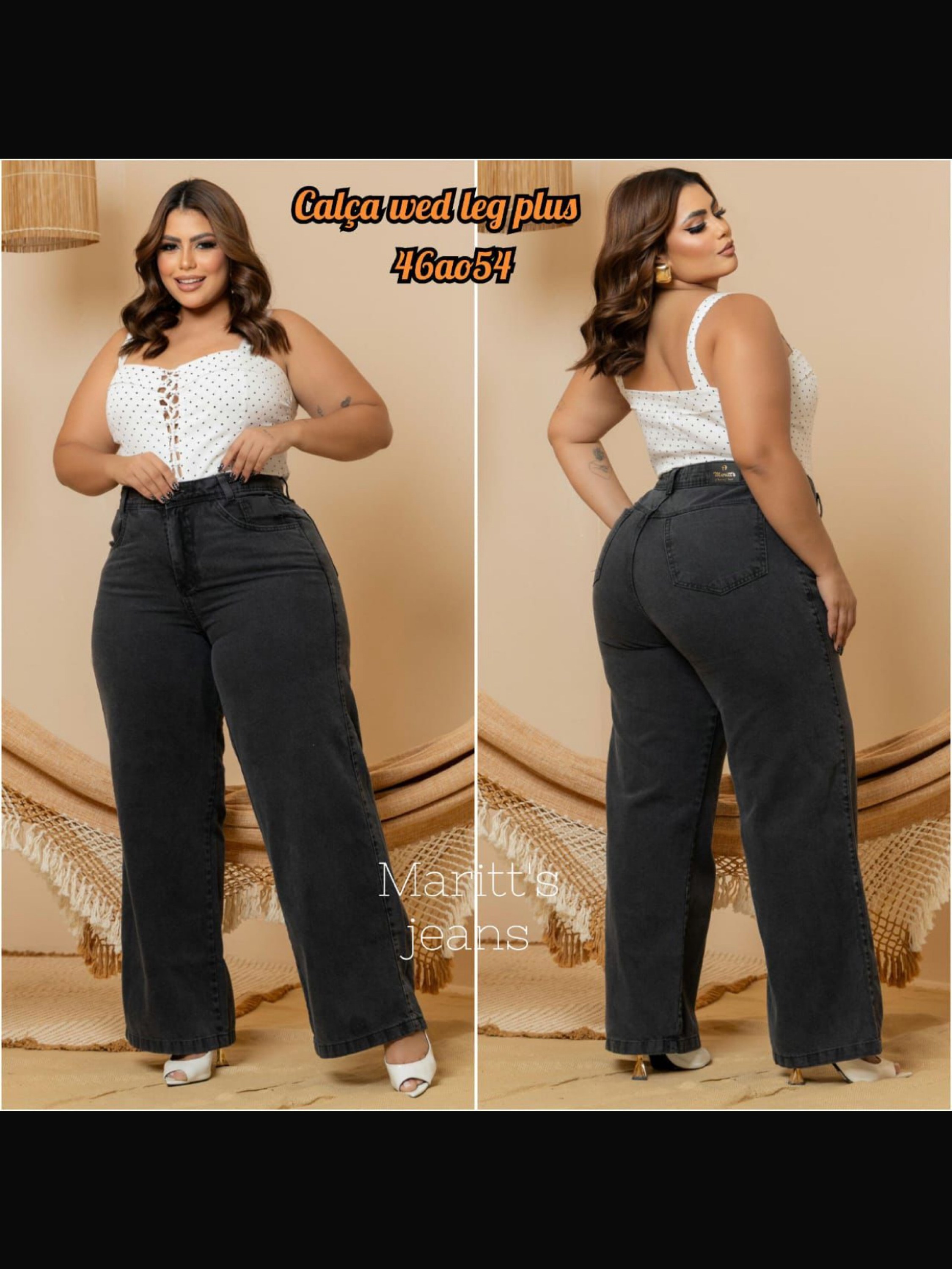 Calça wide leg plus size