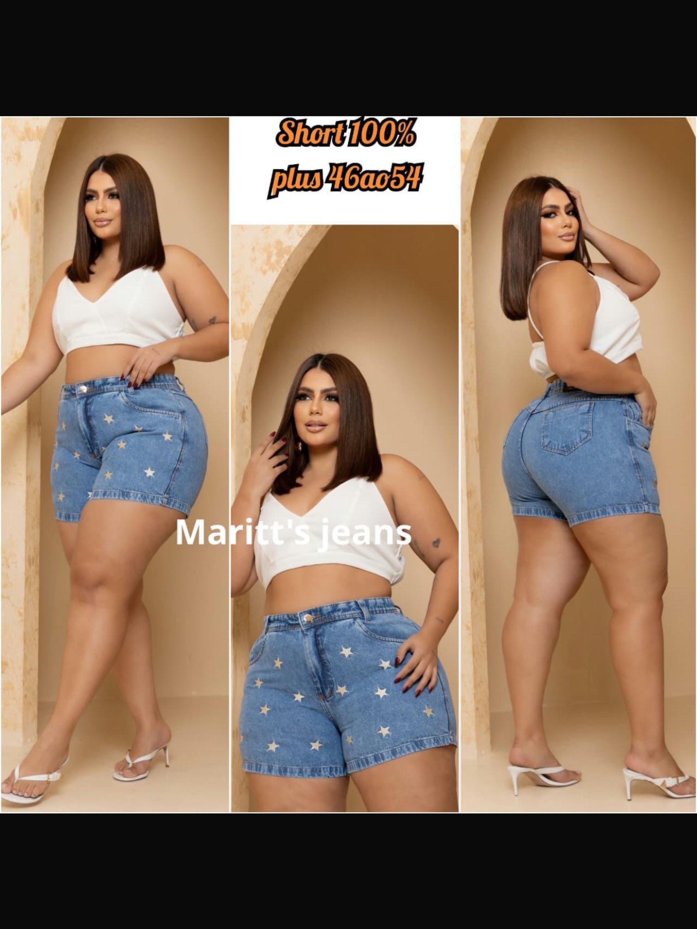 Short 100% bordado plus size