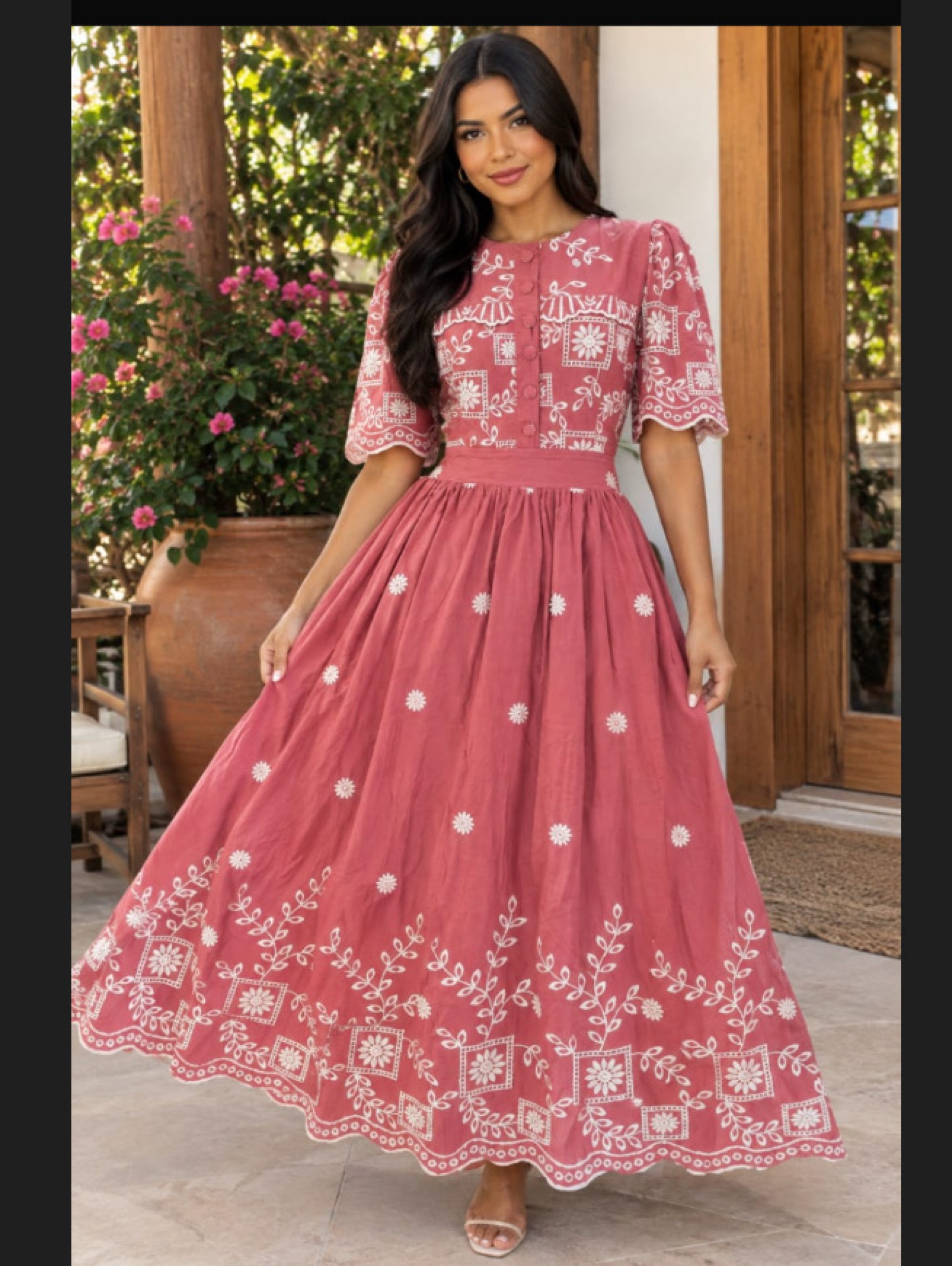 Vestido longo bordado
