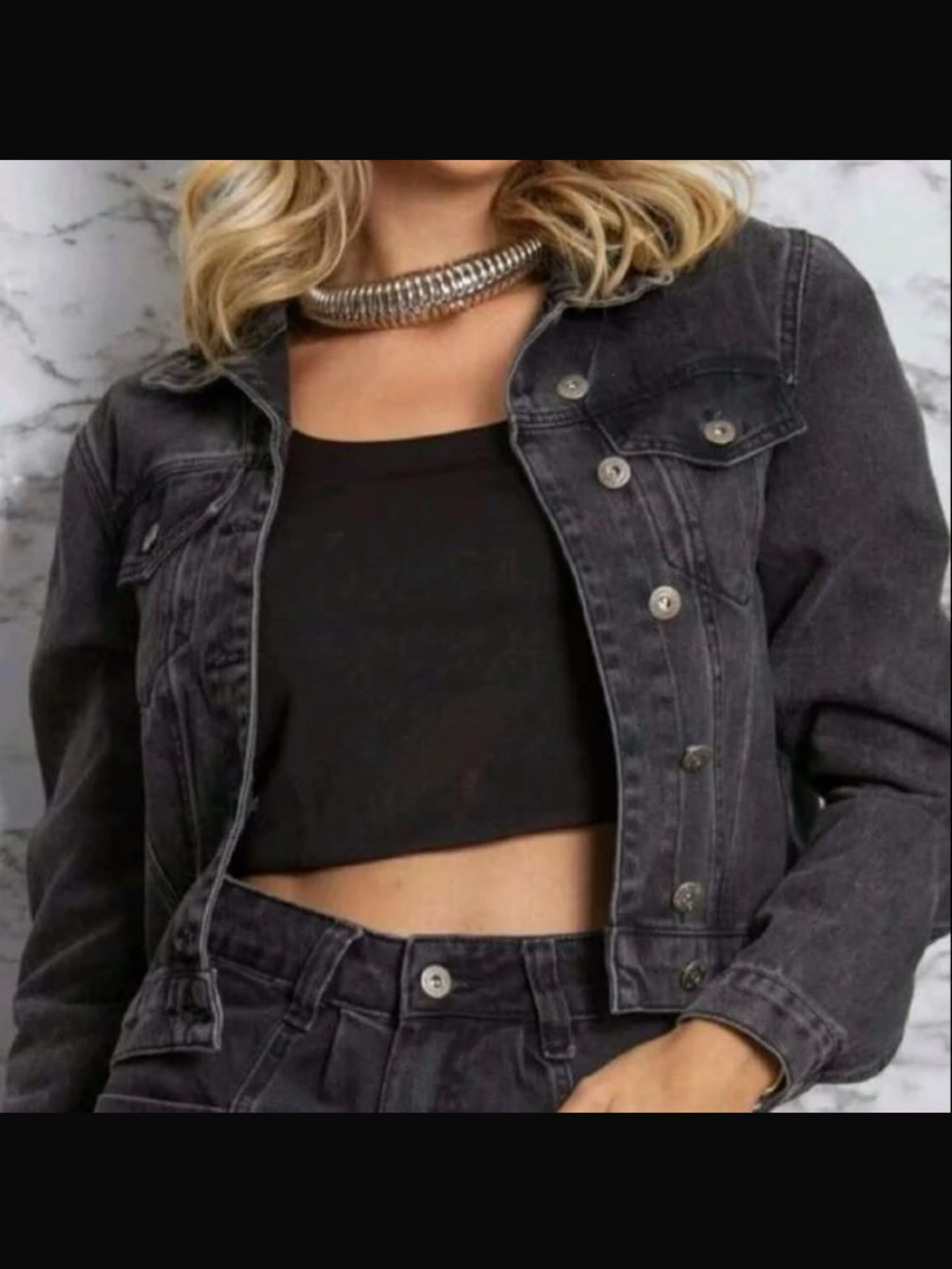 Jaqueta jeans crooped