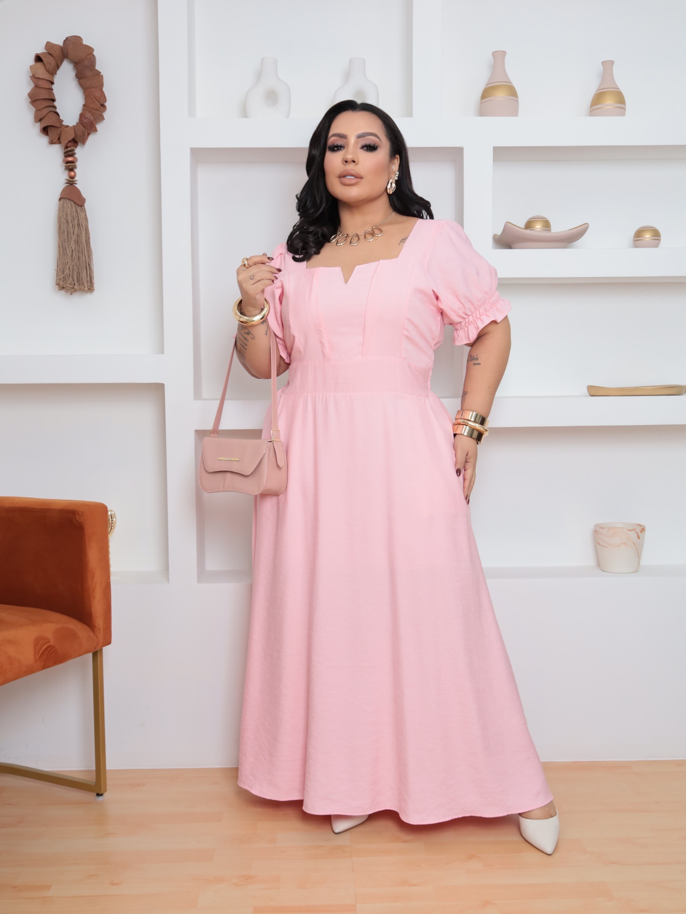 Vestido Decote Quadrado V