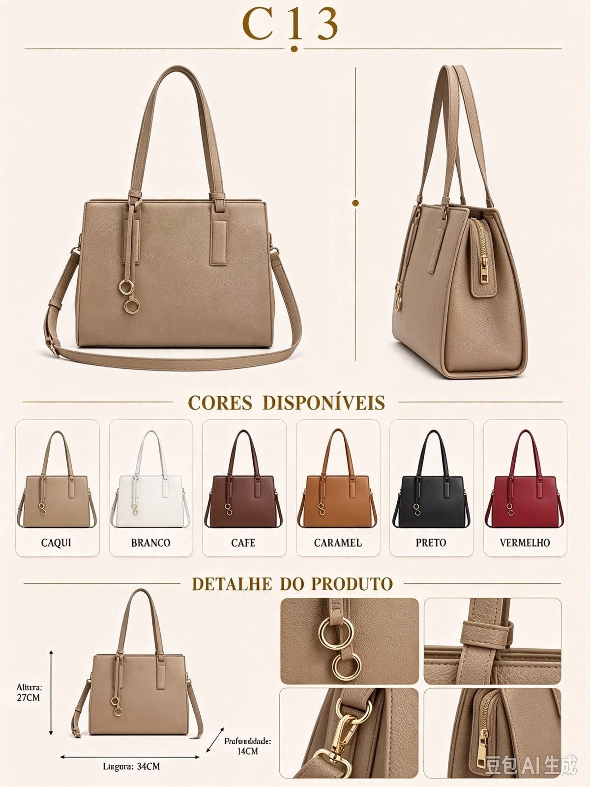 Bolsa feminina moderna e casual C13